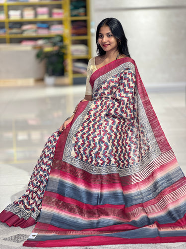 Geecha Tussar Saree With Print Detailing | SIK125