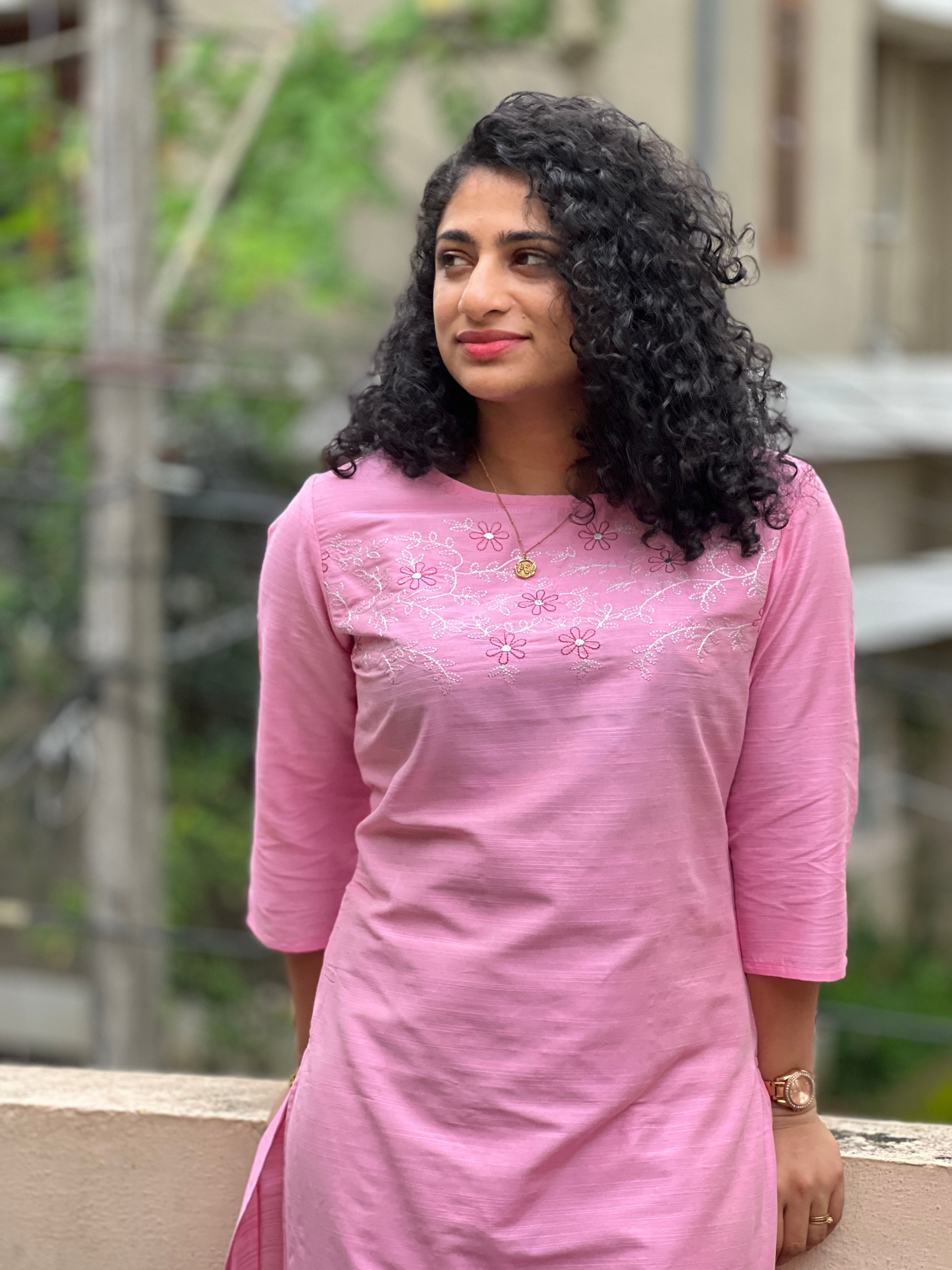 Floral Embroidery Slub Chanderi Kurta | RGA231