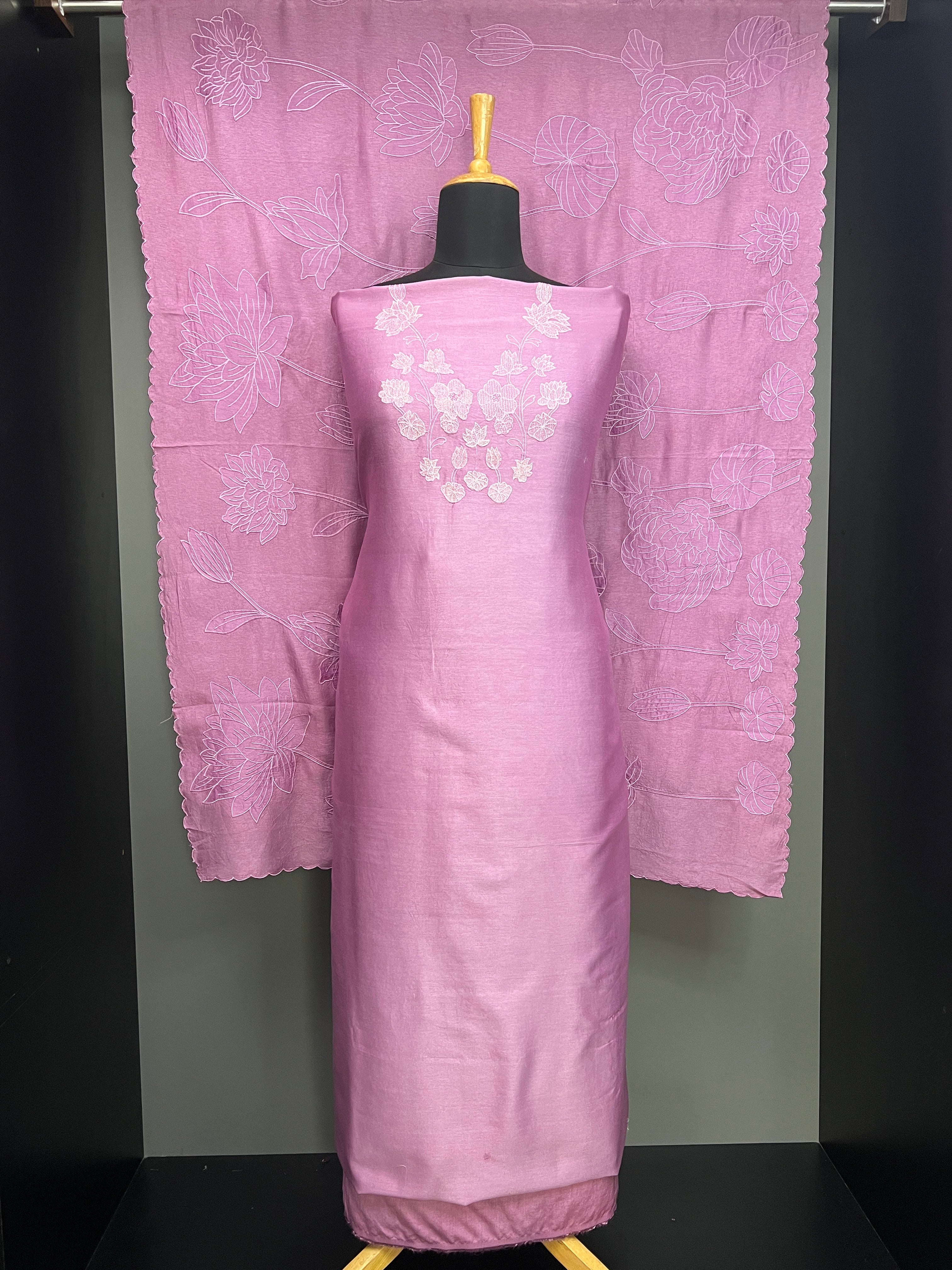 Floral Machine Embroidery Detailed Tussar Salwar Set | MM326