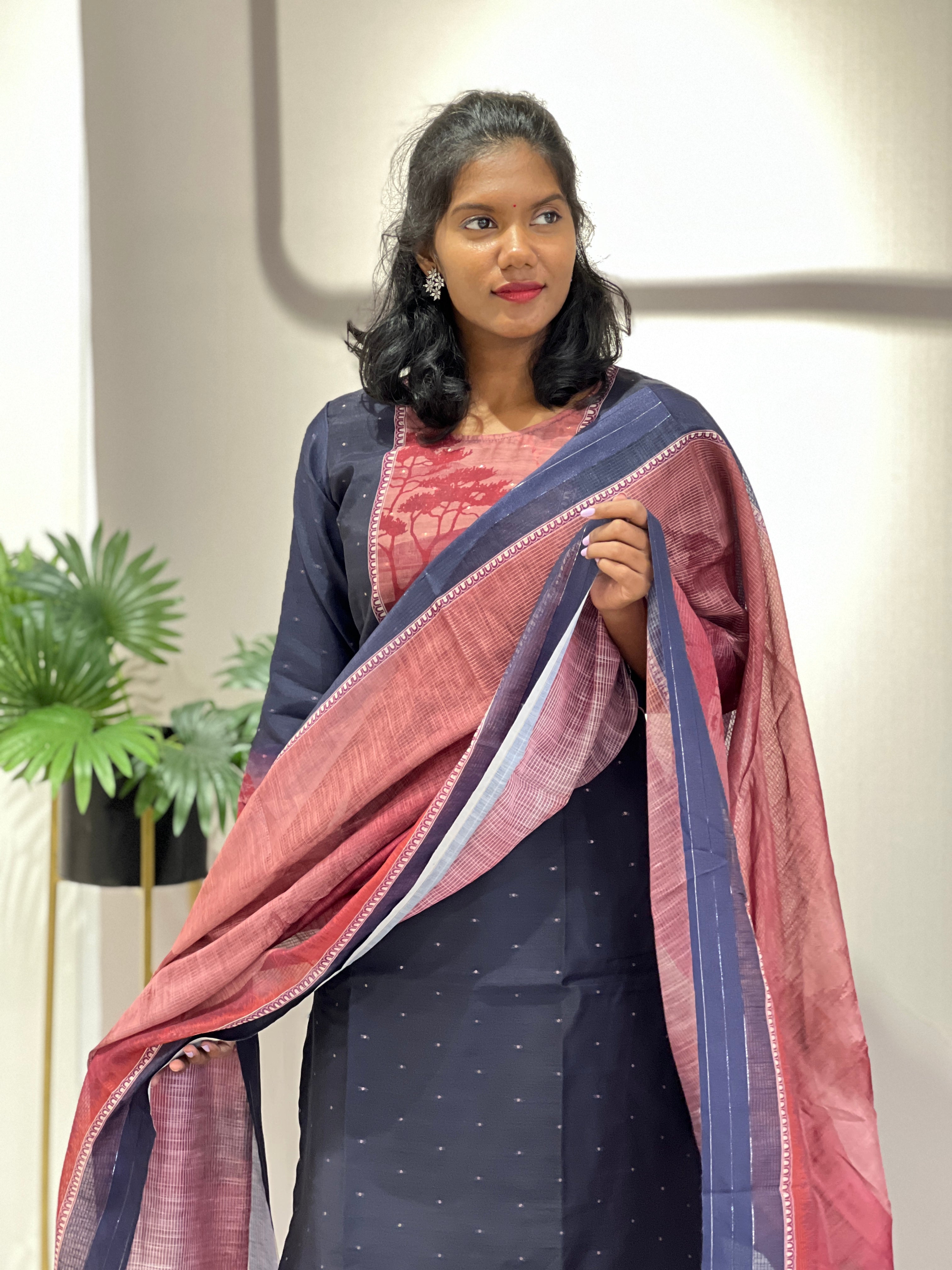 Digital Print With Banarasi Detailed Chanderi Finish Kurta Set | VFD123