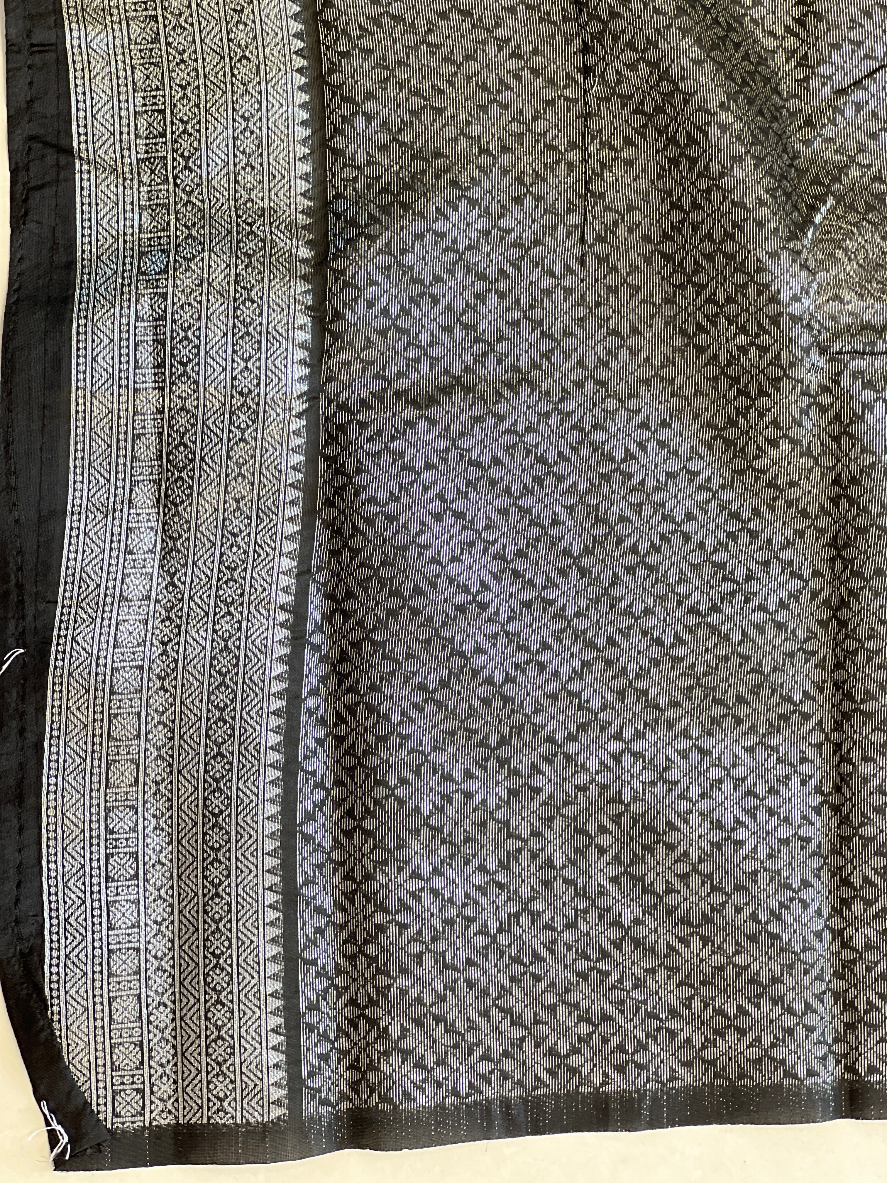 Traditional Silver Zari Buta Weaved Semi Silk Saree | HT173