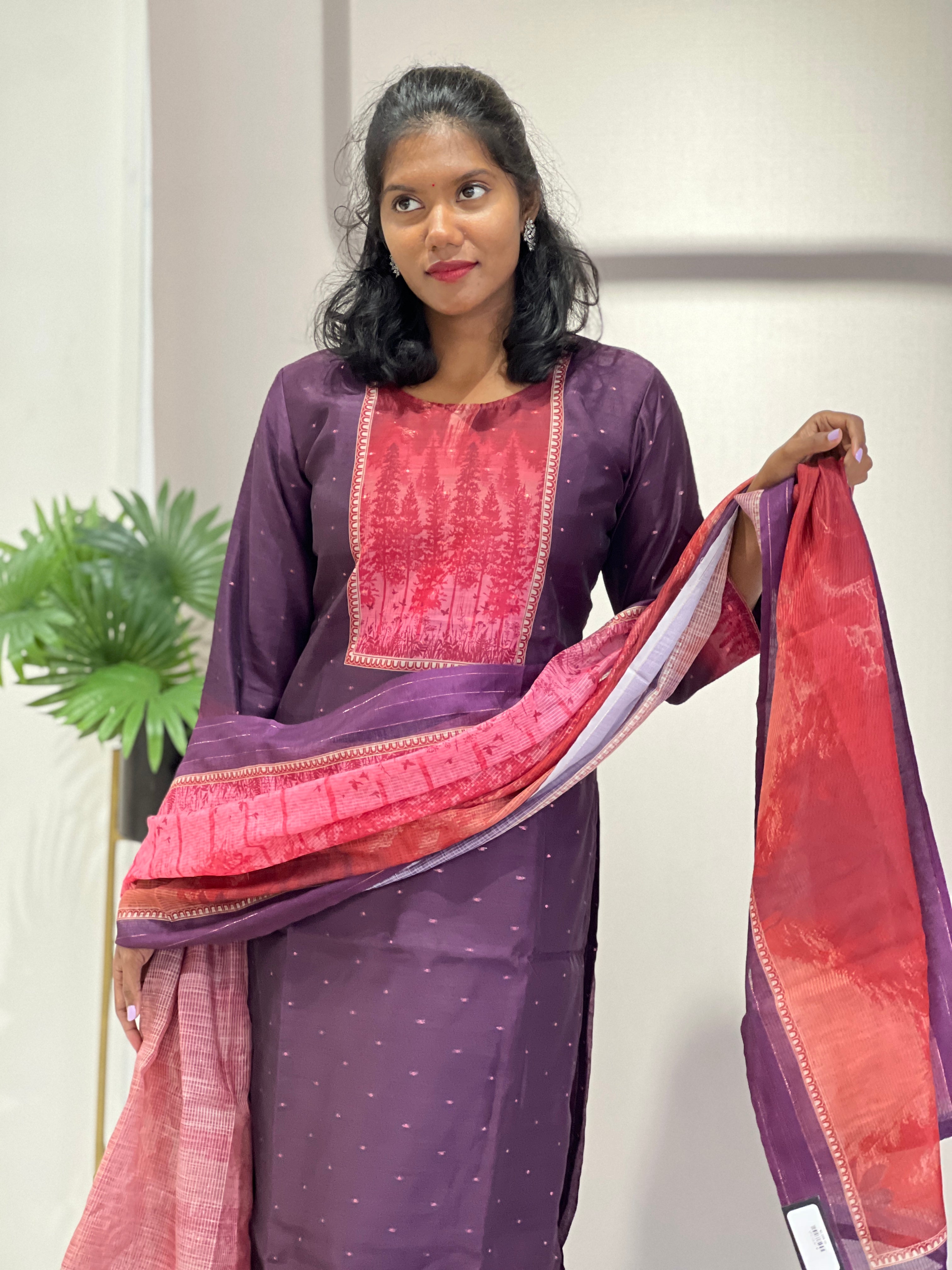 Digital Print With Banarasi Detailed Chanderi Finish Kurta Set | VFD122