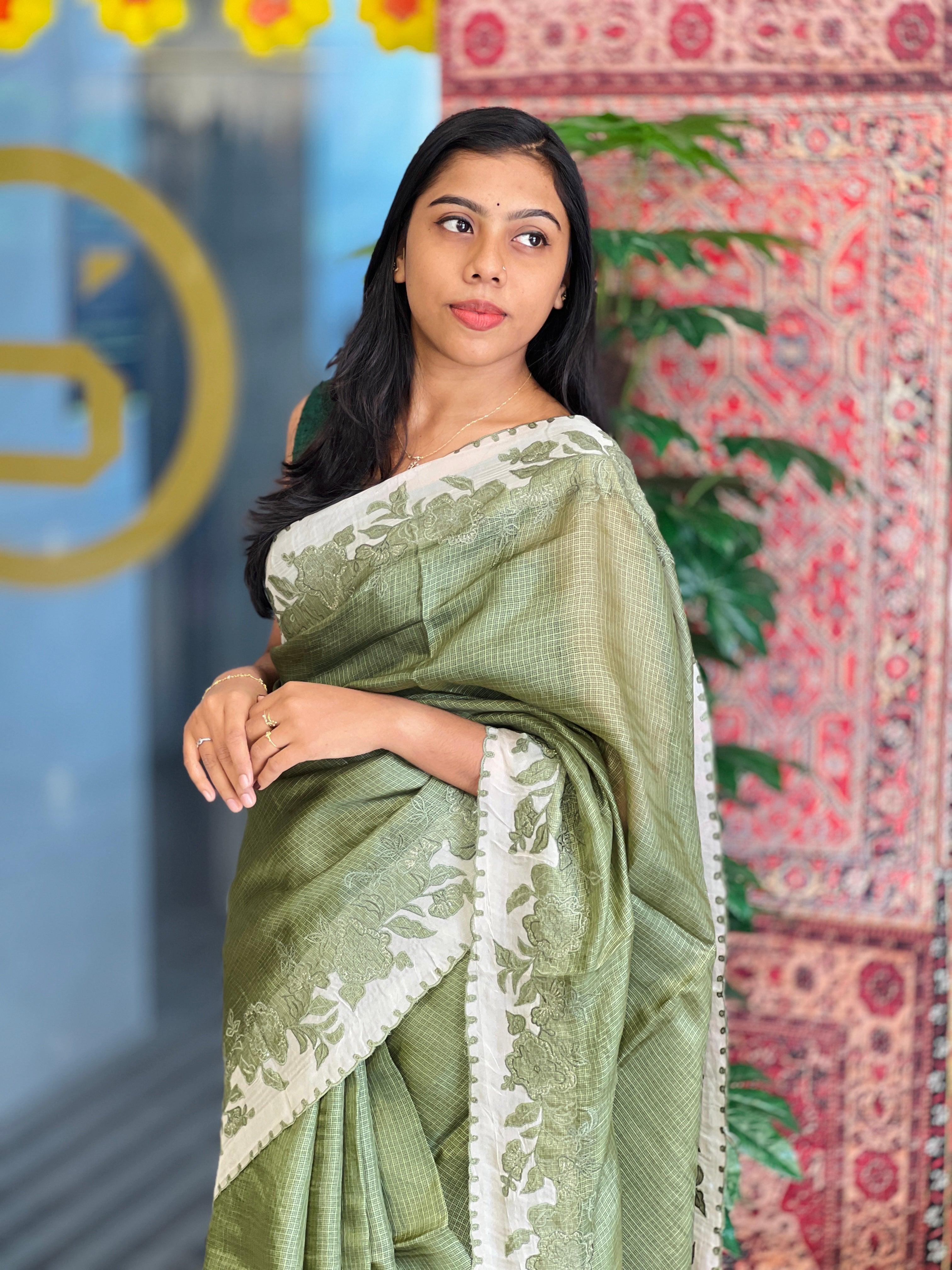 Machine Embroidery Detailed Silky Kota Saree | SBS1377