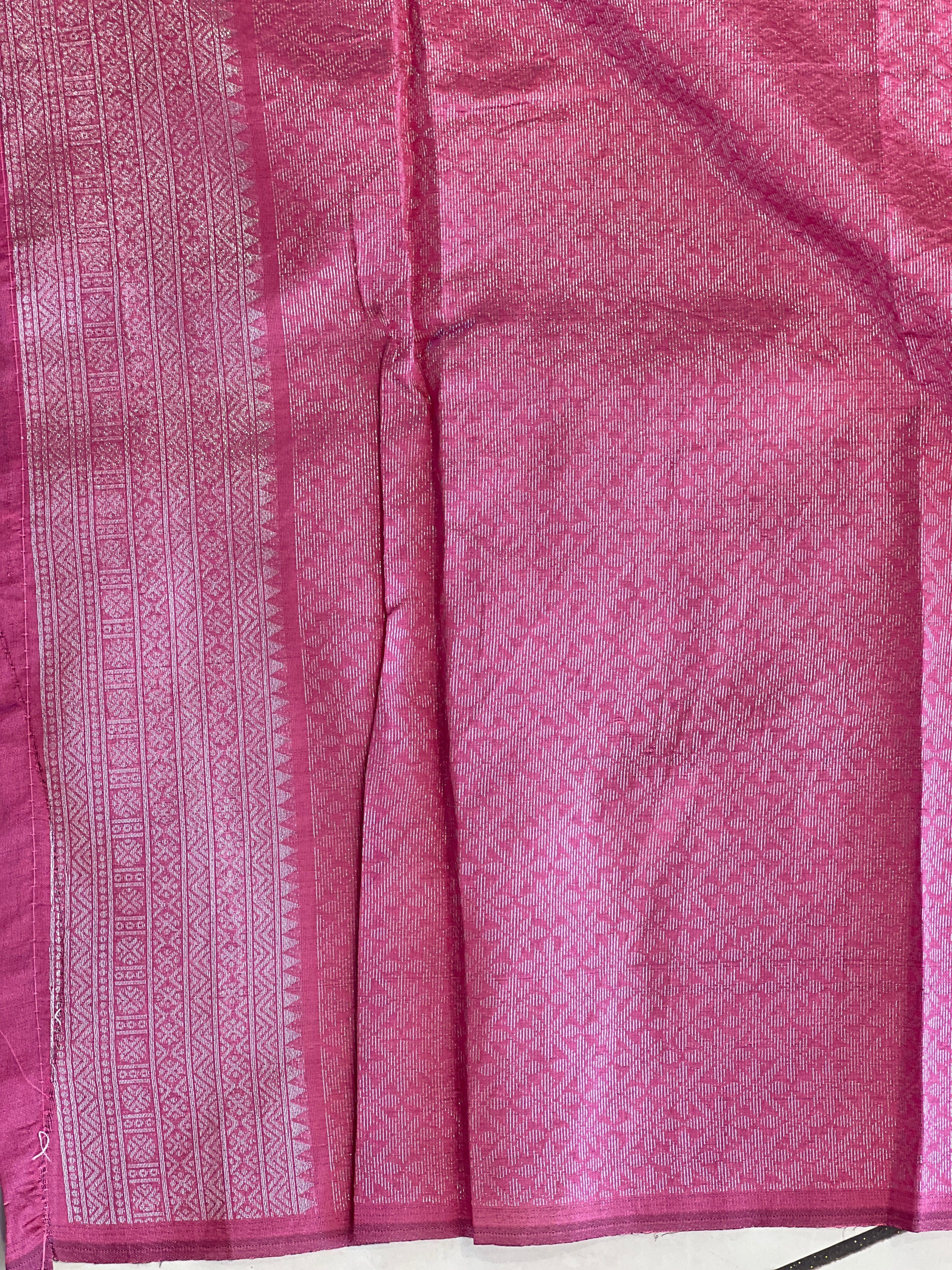 Traditional Silver Zari Buta Weaved Semi Silk Saree | HT172