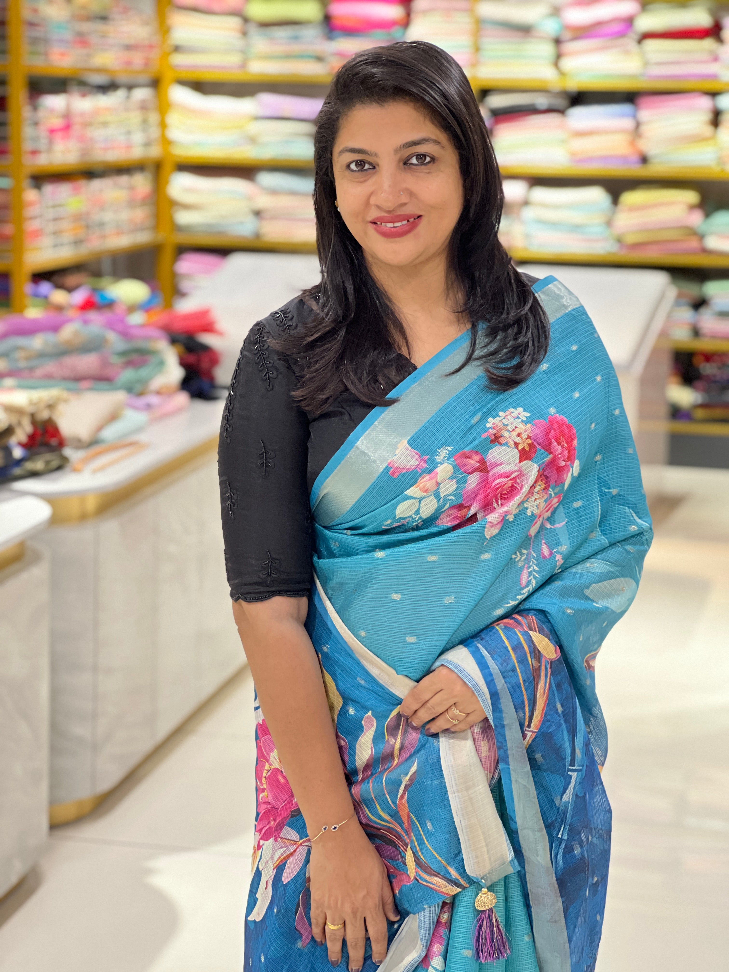 Floral Digital Printed Silky Kota Saree | HT279