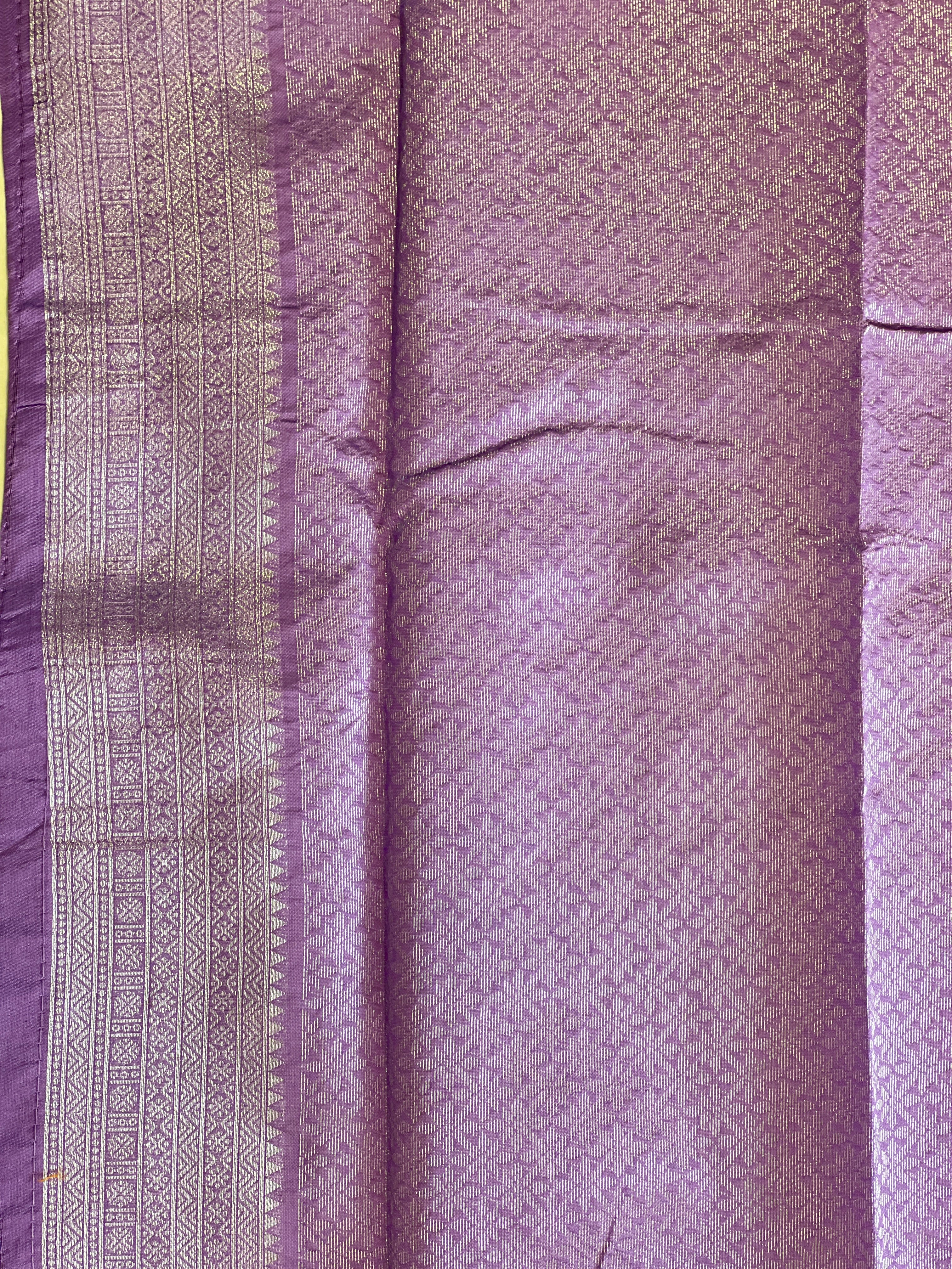 Traditional Silver Zari Buta Weaved Semi Silk Saree | HT171