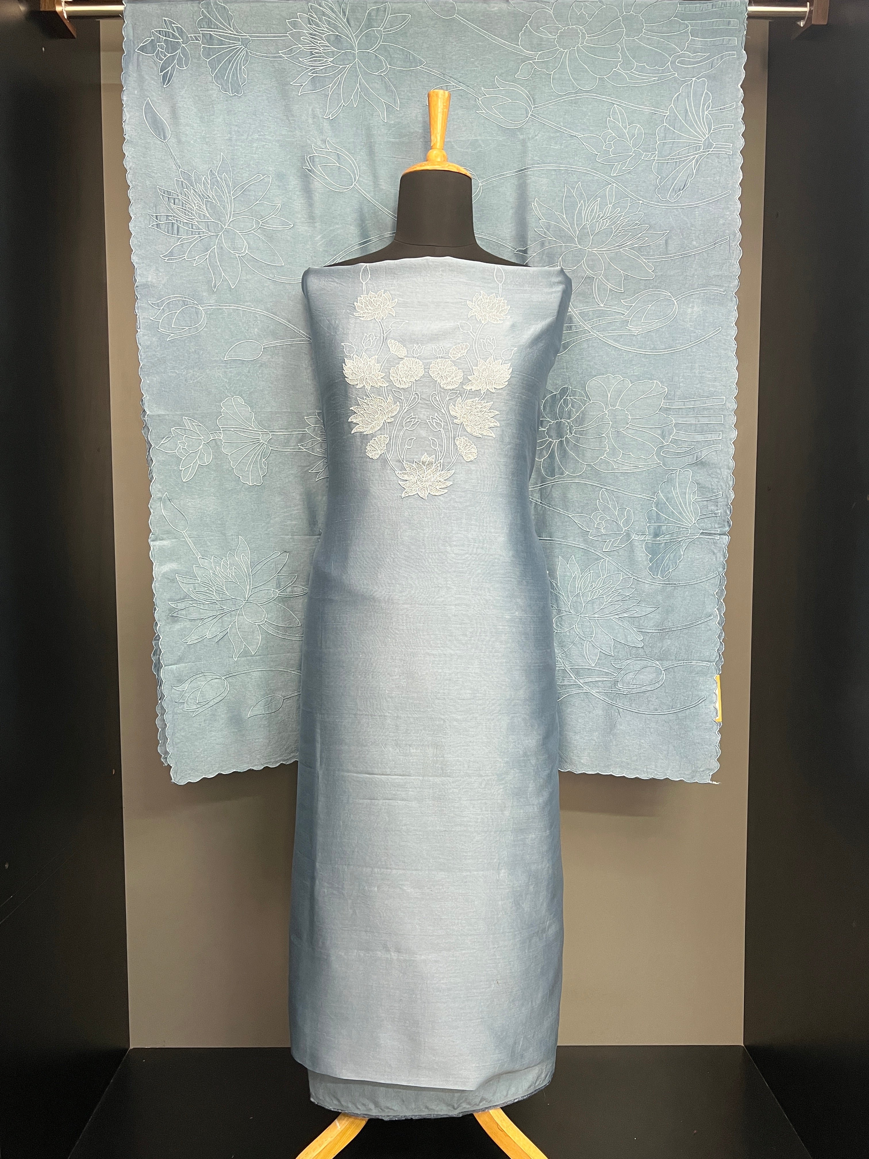 Floral Machine Embroidery Detailed Tussar Salwar Set | MM321