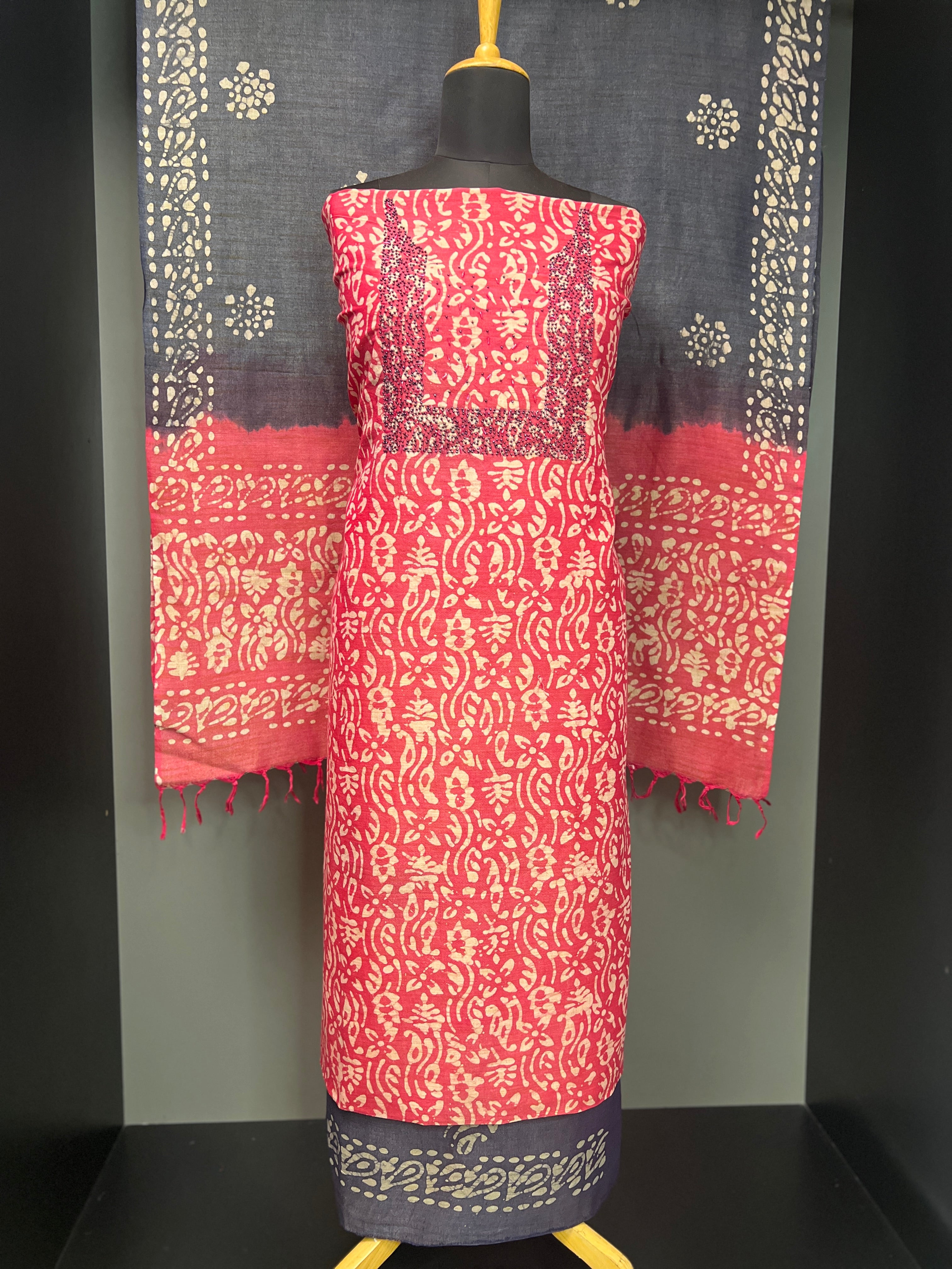 Batik Printed Bhagalpuri Linen Salwar Set | SW1981