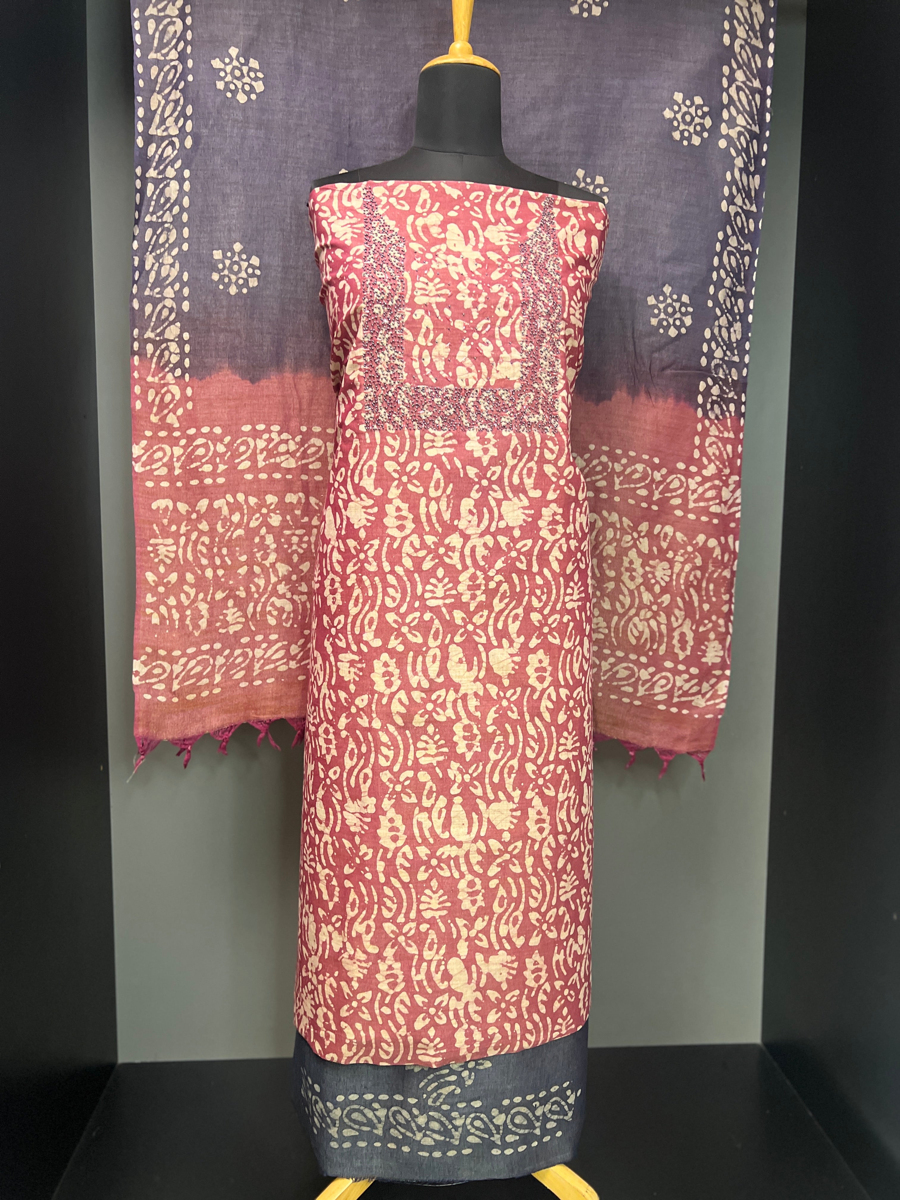 Batik Printed Bhagalpuri Linen Salwar Set | SW1984