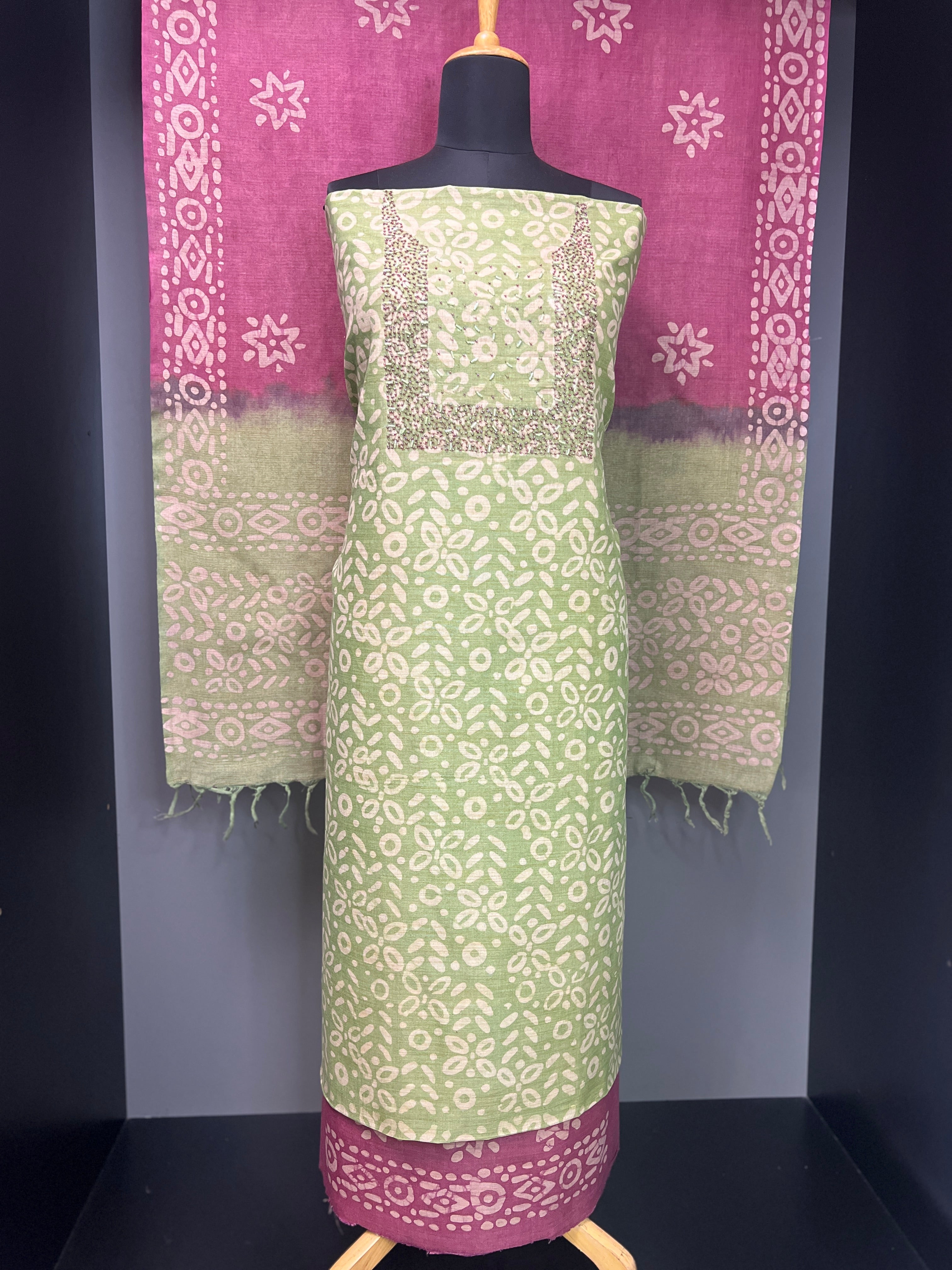 Batik Printed Bhagalpuri Linen Salwar Set | SW1980