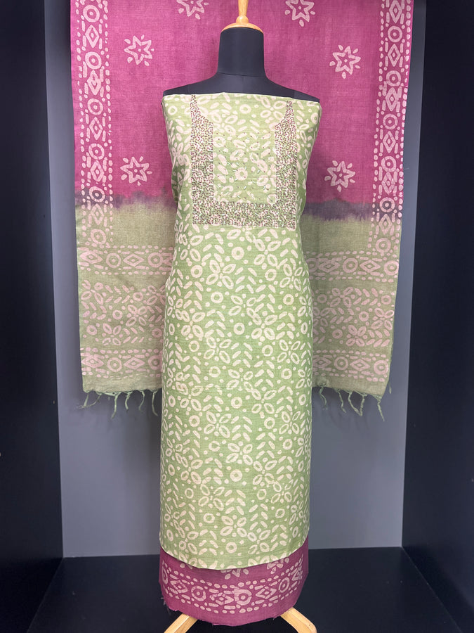 Batik Printed Bhagalpuri Linen Salwar Set | SW1980