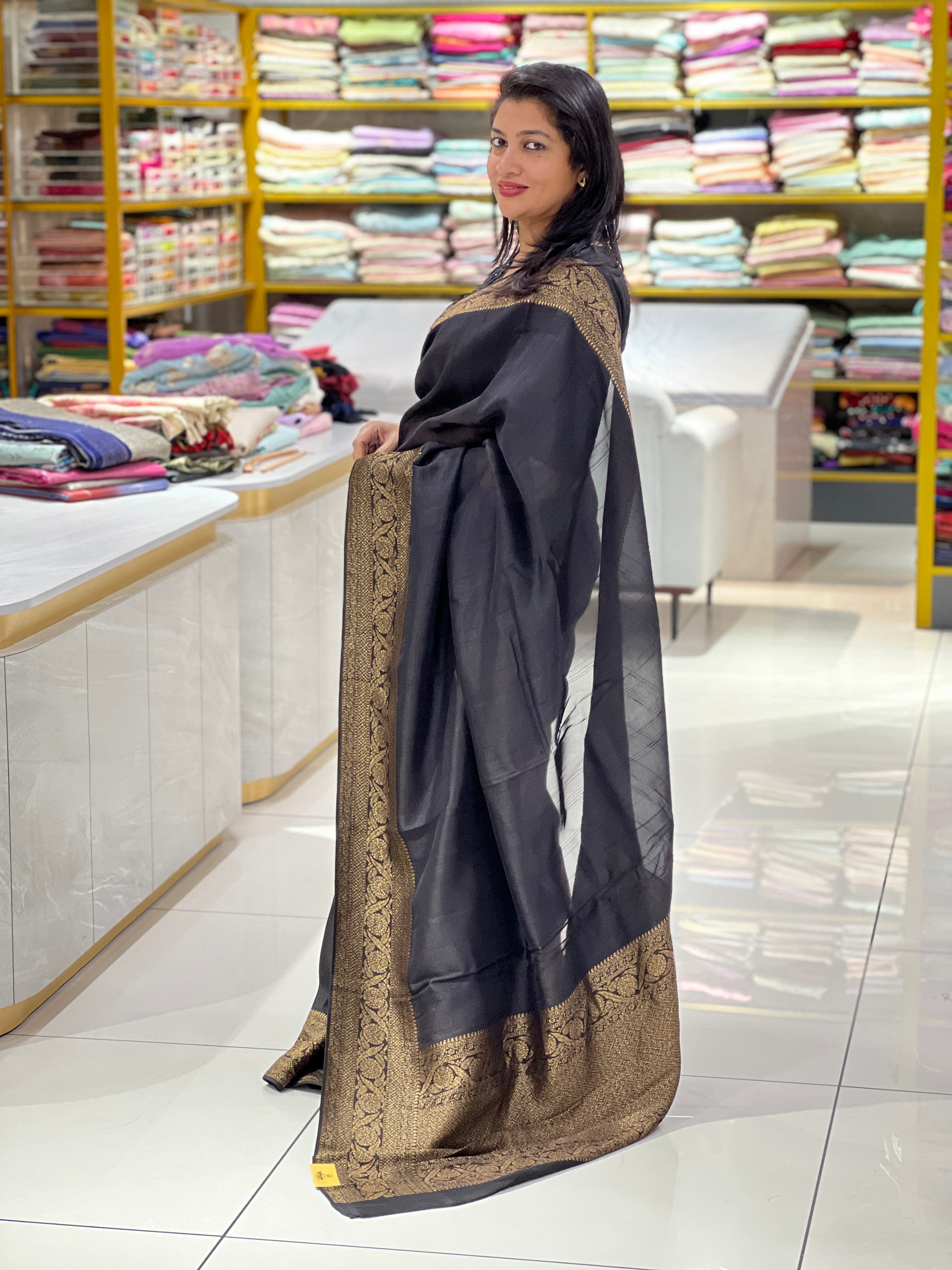 Banarasi Weaved Power Loom Semi Tussar Finish Saree |YNG1254