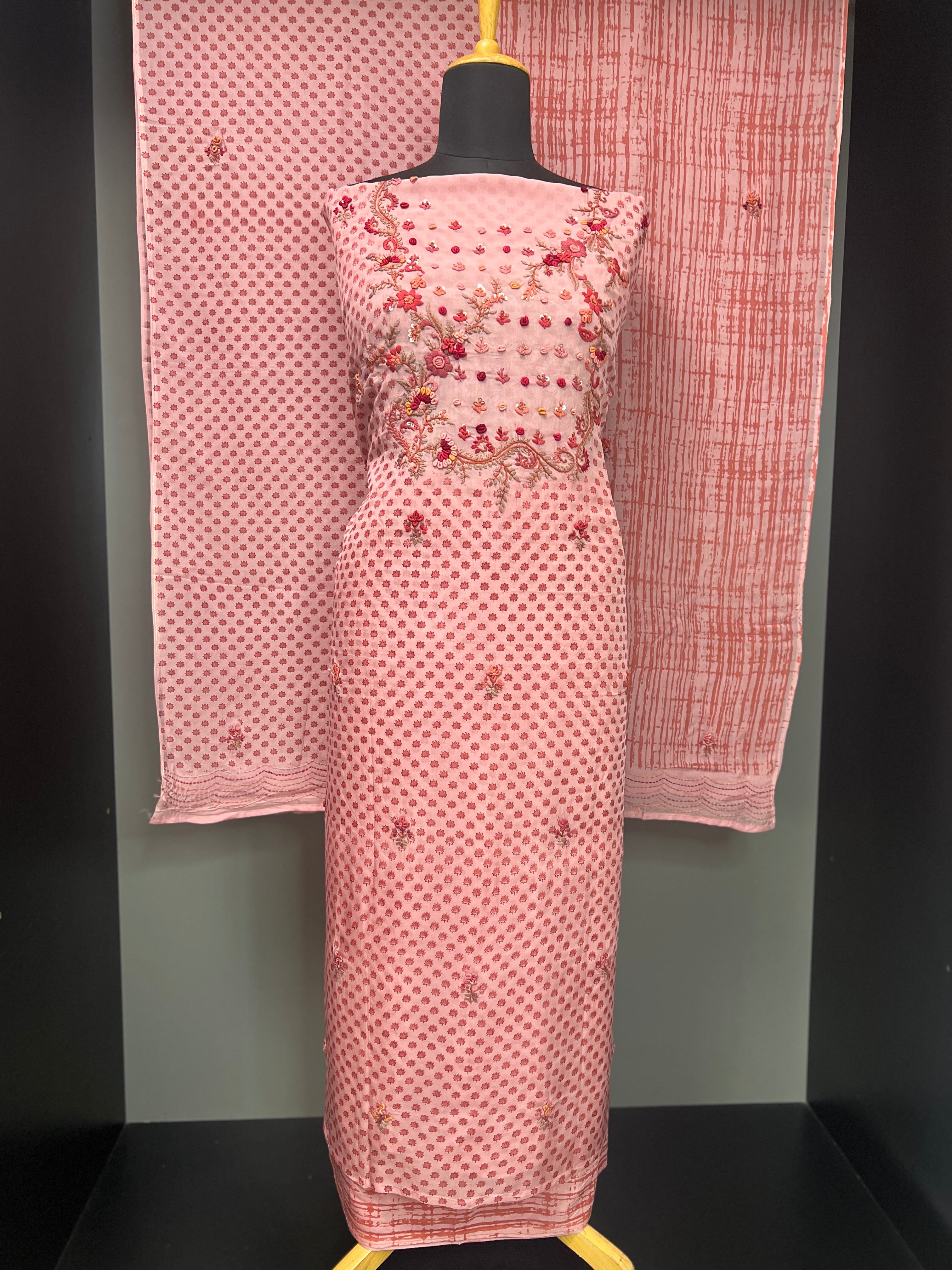 Embroidery With Printed Viscose Silk Organza Salwar Set | JVR115