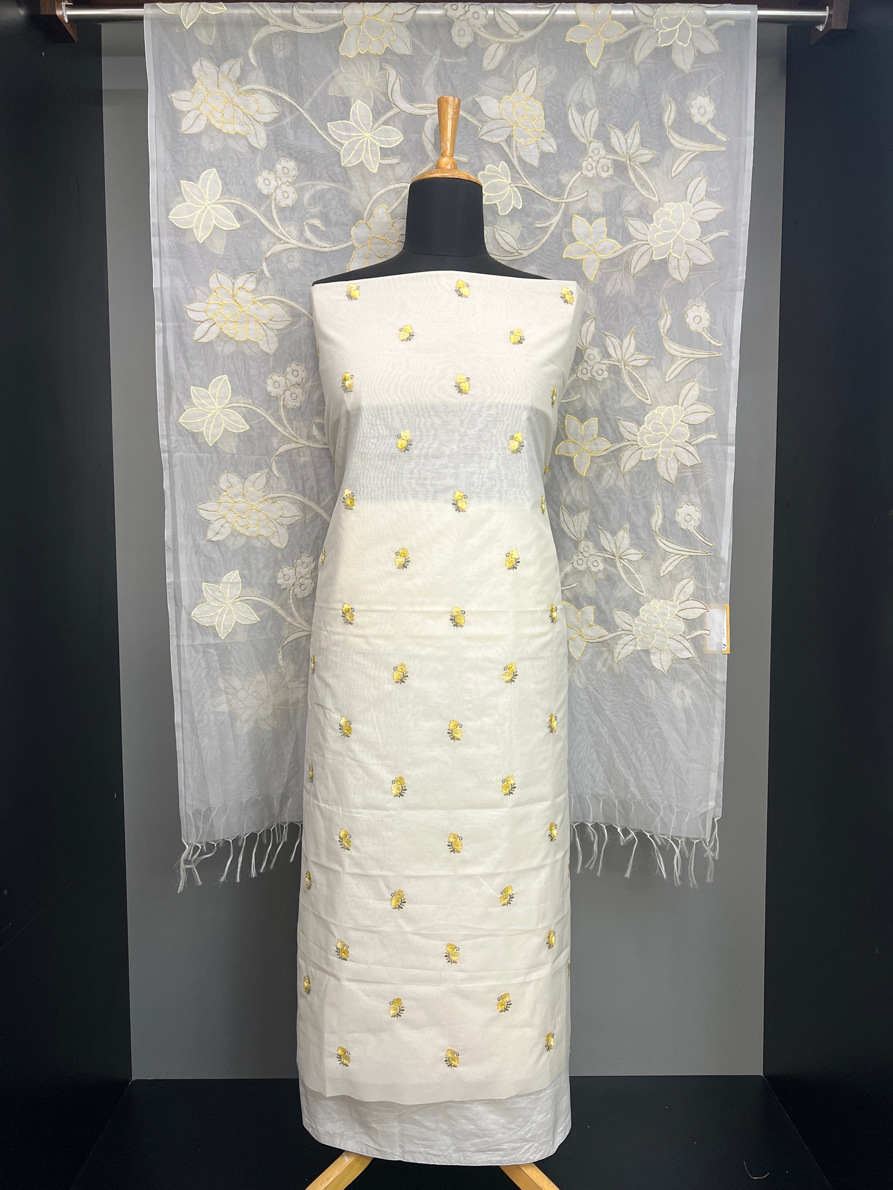 Floral Machine Embroidery Detailed Chanderi Salwar Set | MM290