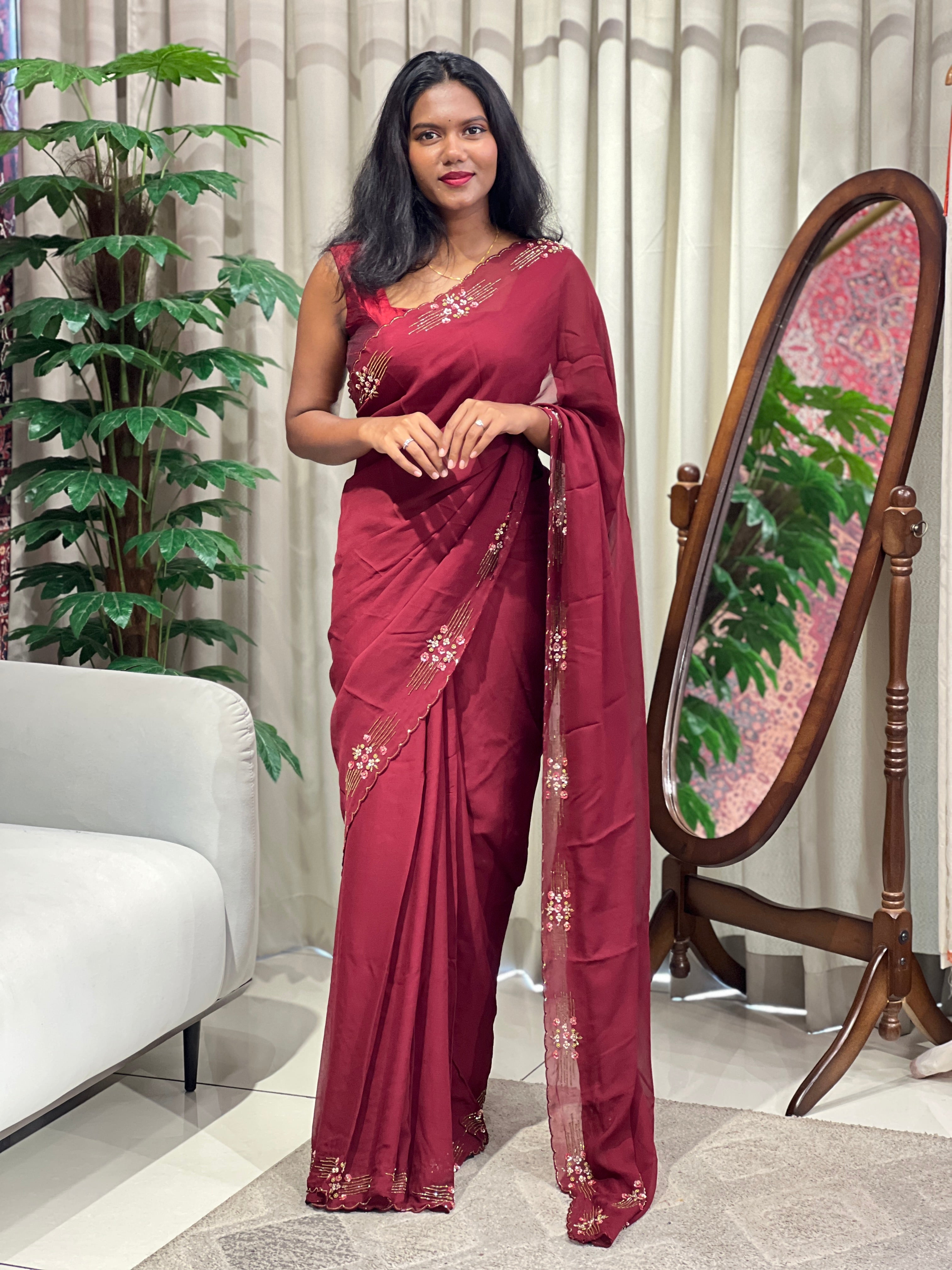 Hand Work Detailed Pure Georgette Saree | DN832
