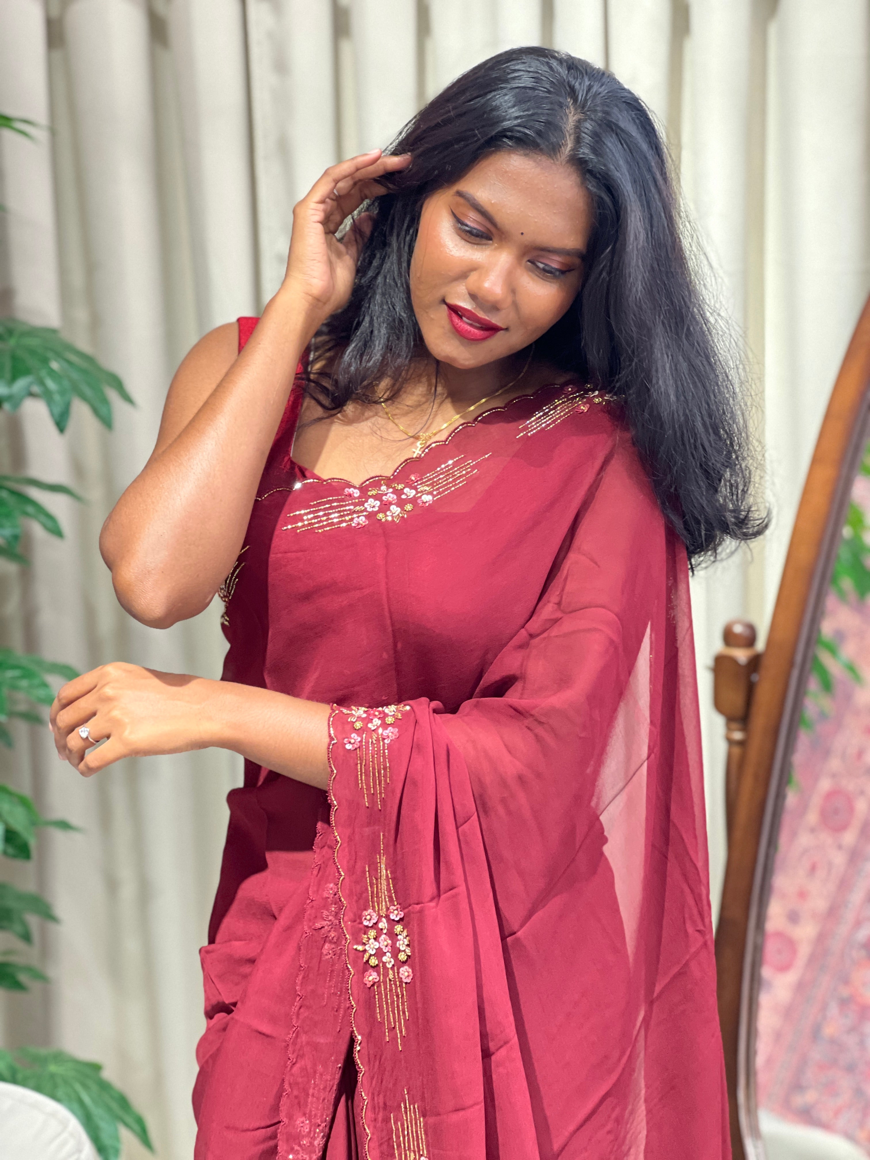 Hand Work Detailed Pure Georgette Saree | DN832