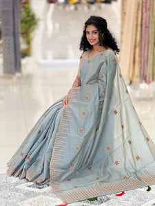 Computerized Machine Embroidery Semi Chanderi Saree | RP466