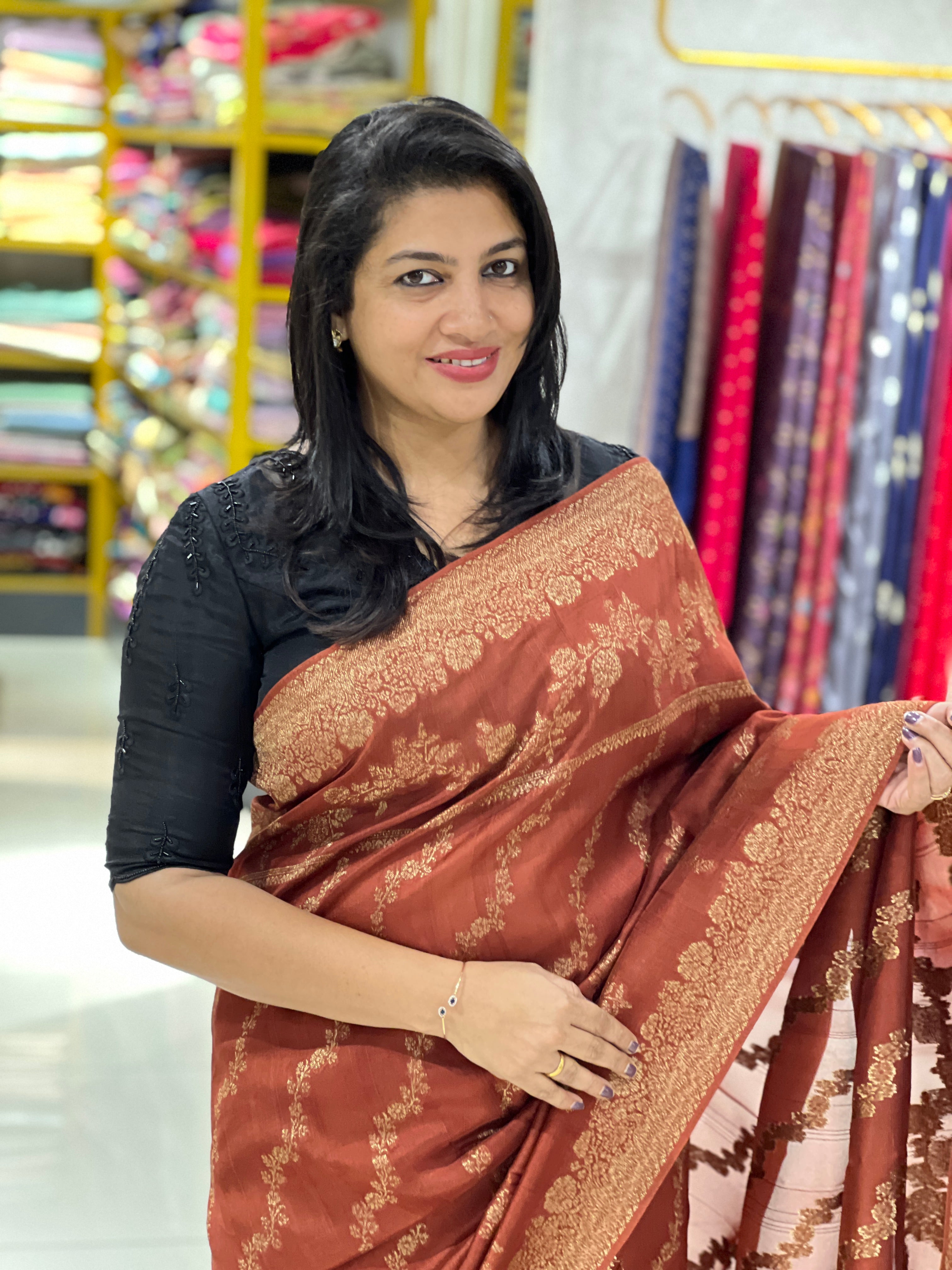 Power Loom Shibori Pattern Banarasi Saree |YNG1257