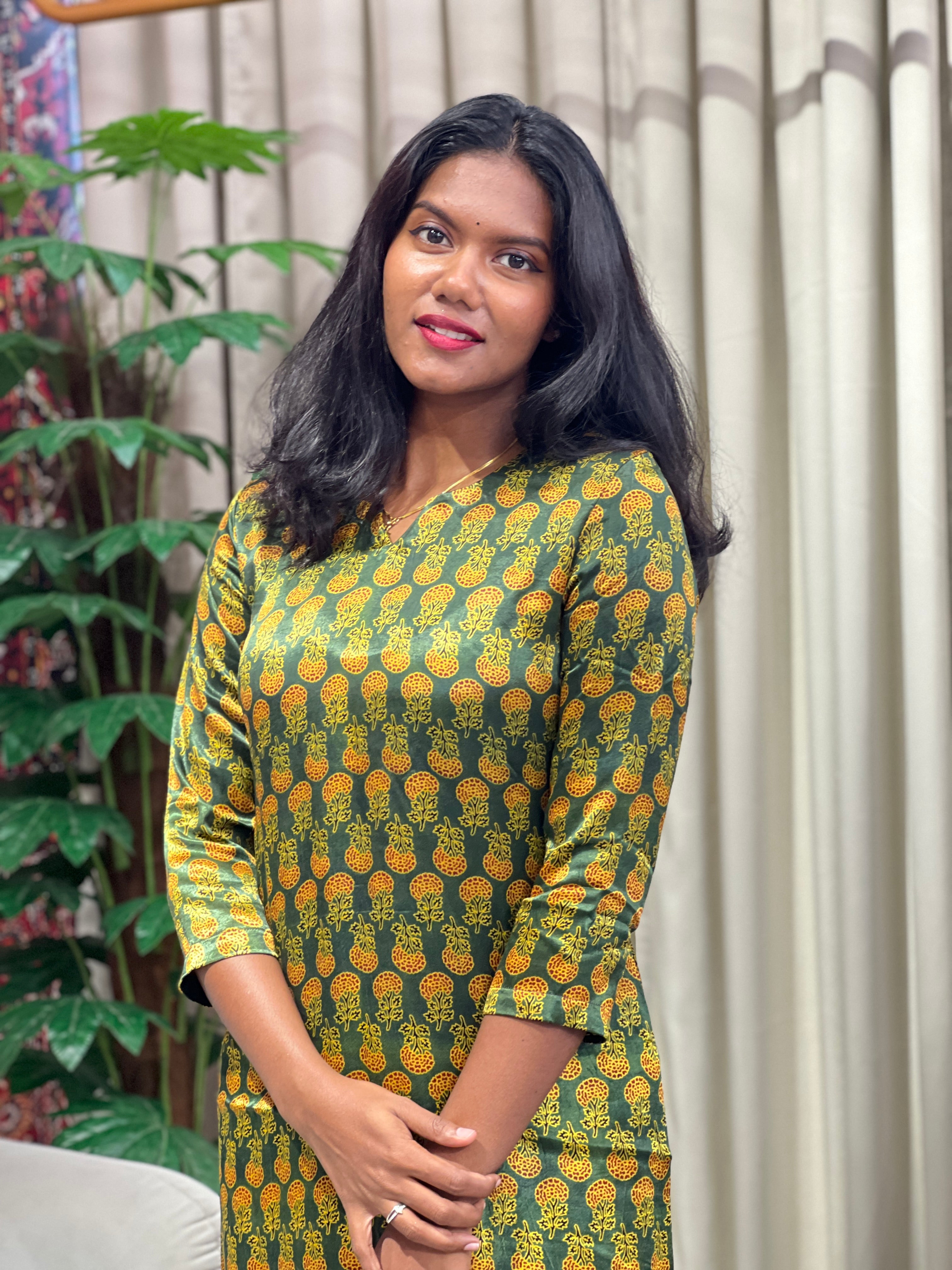 Floral Printed Modal Finish Kurta | DNT1125