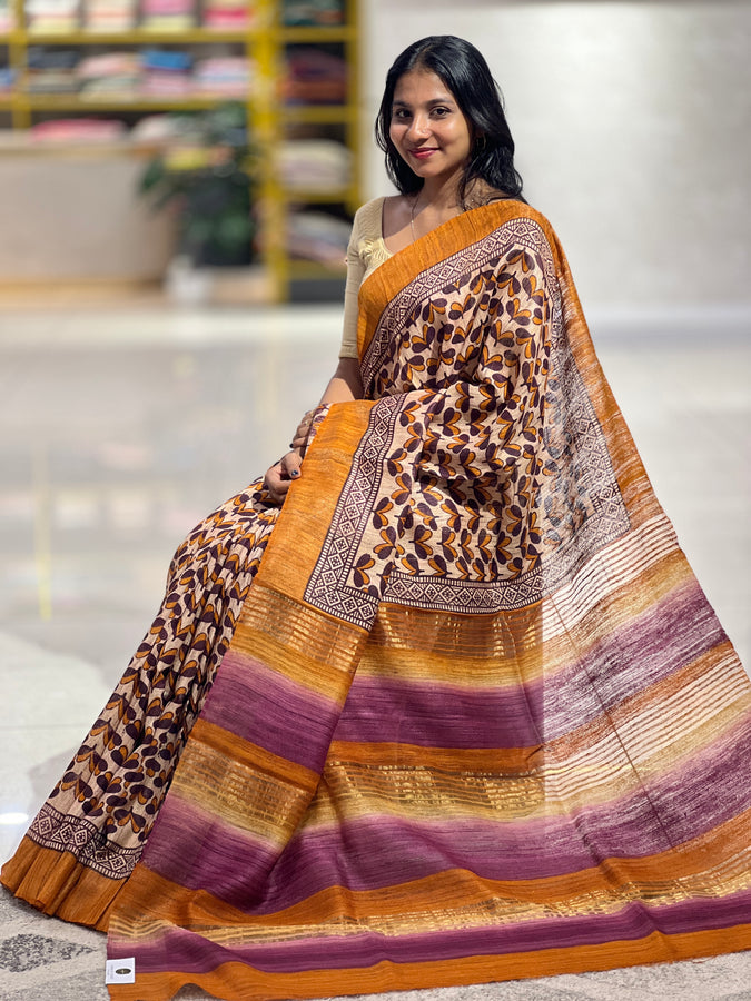 Geecha Tussar Saree With Print Detailing | SIK123