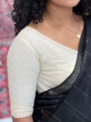 Hakoba Patterned Cotton Stitched Blouse | IT175