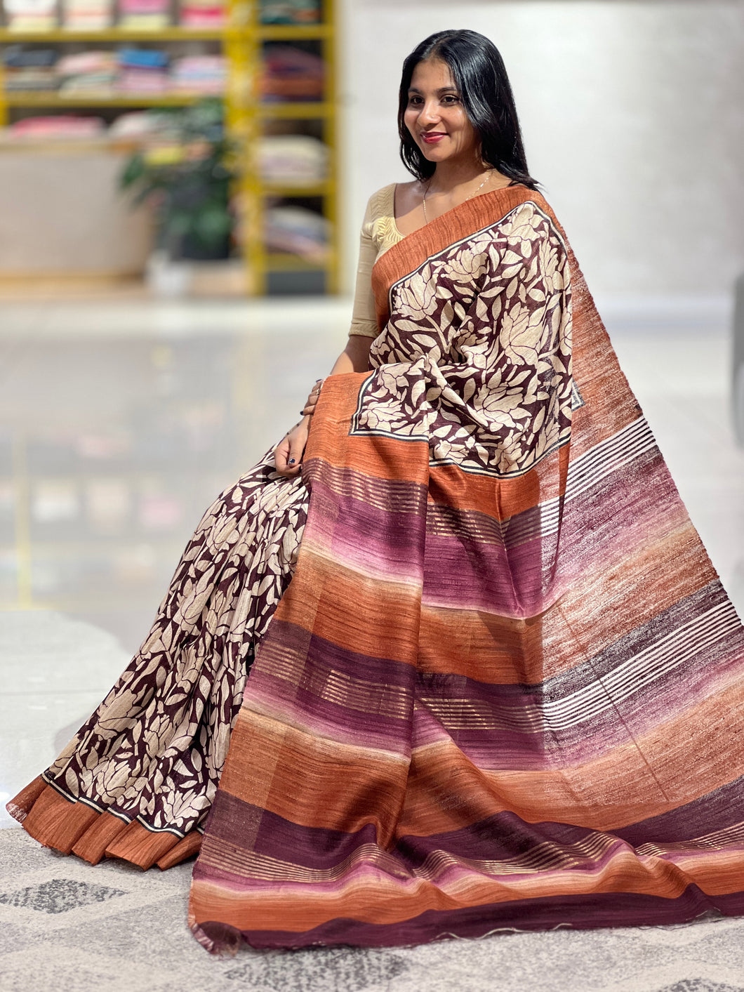 Geecha Tussar Saree With Print Detailing | SIK101