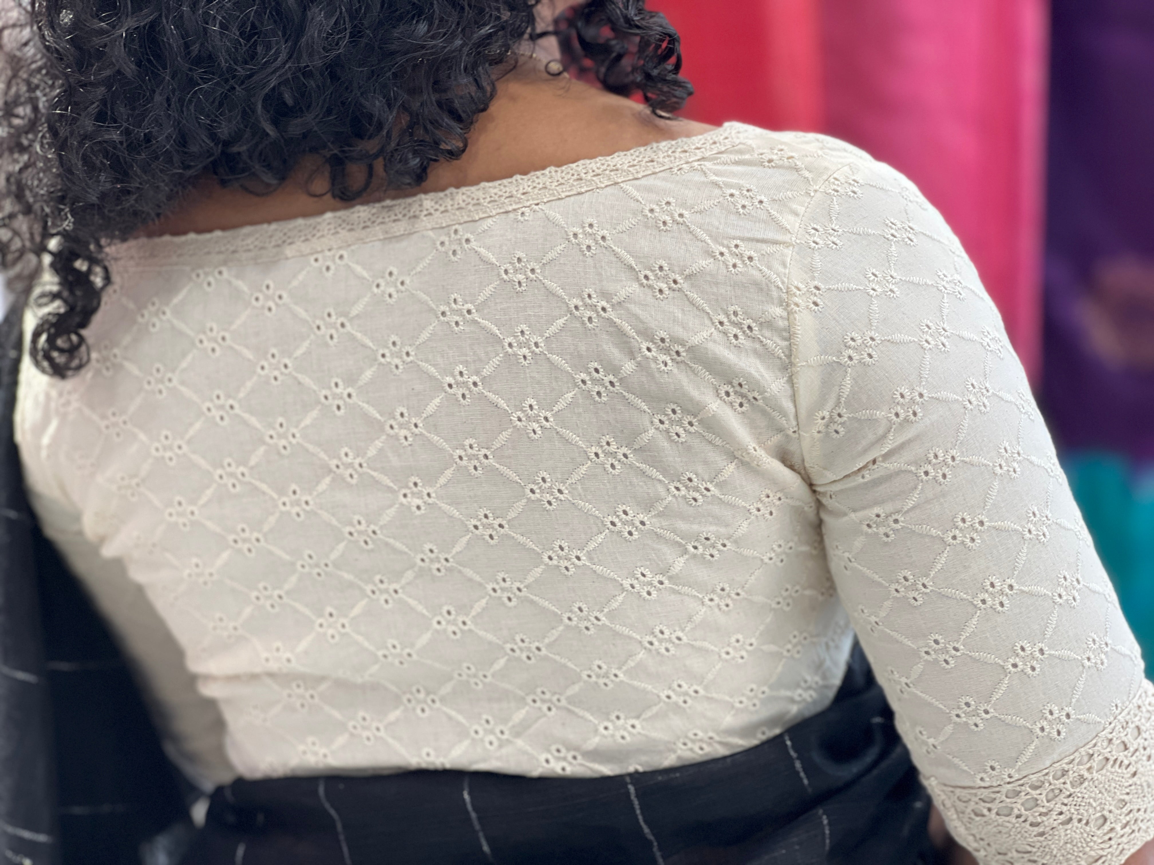 Hakoba With Lace Detailed Cotton Stitched Blouse | IT139