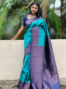 Vertical Line Weaving Semi Silk Saree | KF112