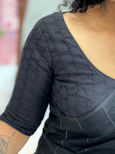 Hakoba Patterned Cotton Stitched Blouse | IT138