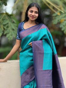 Vertical Line Weaving Semi Silk Saree | KF112