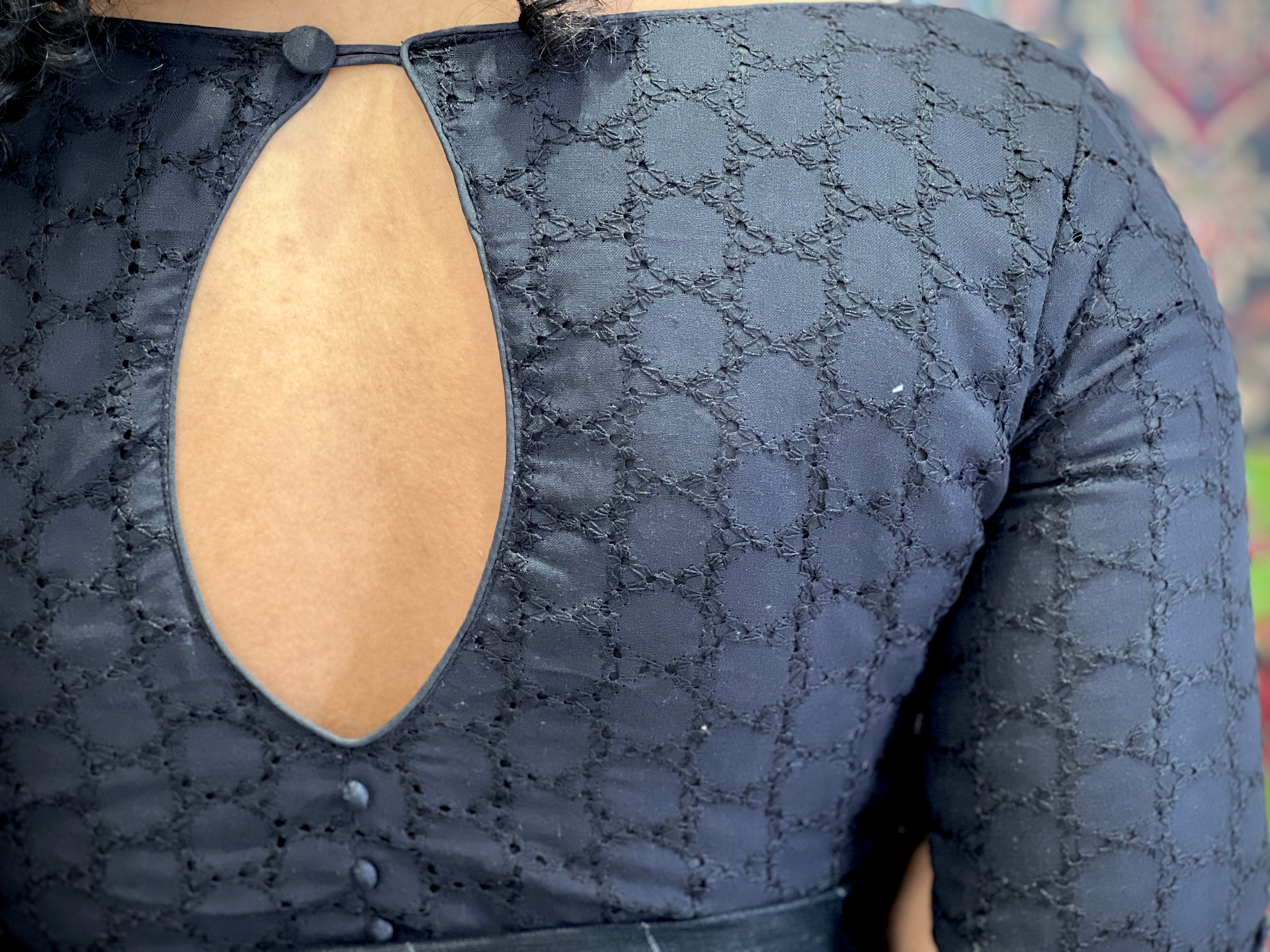 Hakoba Patterned Cotton Stitched Blouse | IT138