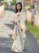 Kasavu & Kara Weaved Temple Patterned Chanderi Finish Saree | HT267