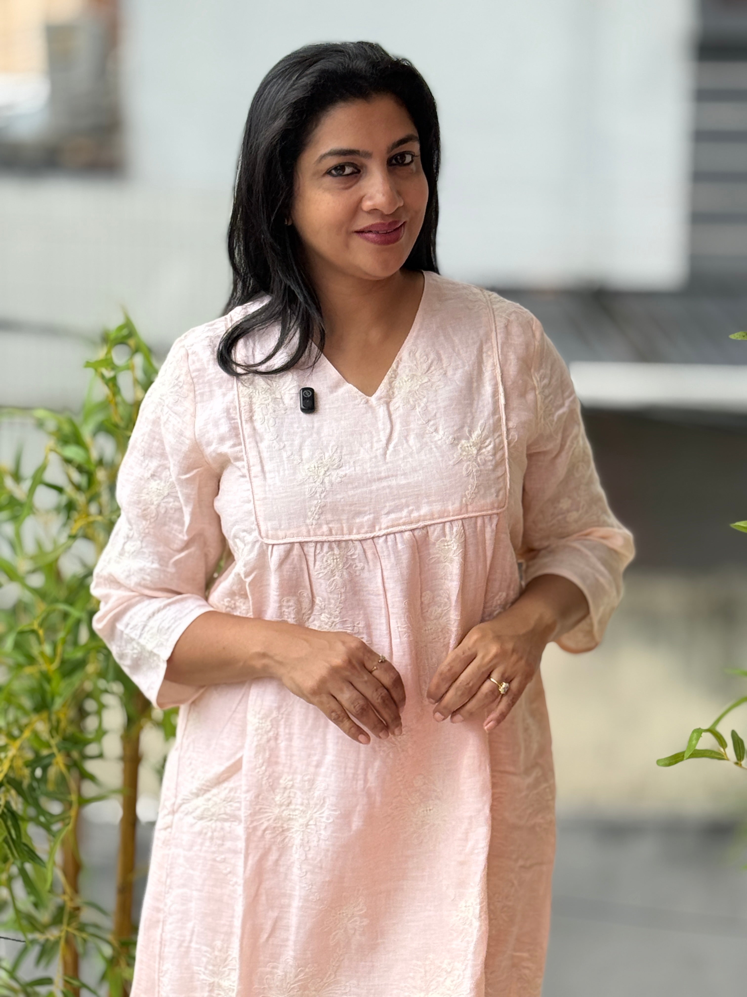 Self Colour Embroidery Linen Kurta | RAG117