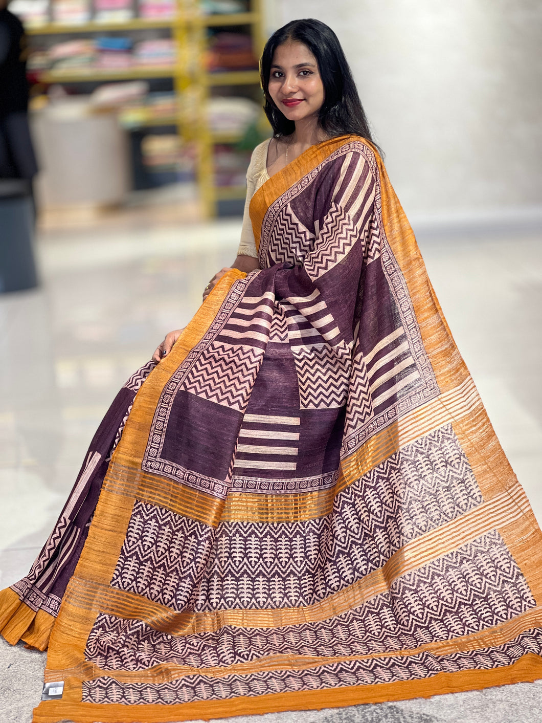 Printed Geecha Tussar Saree | SIK117