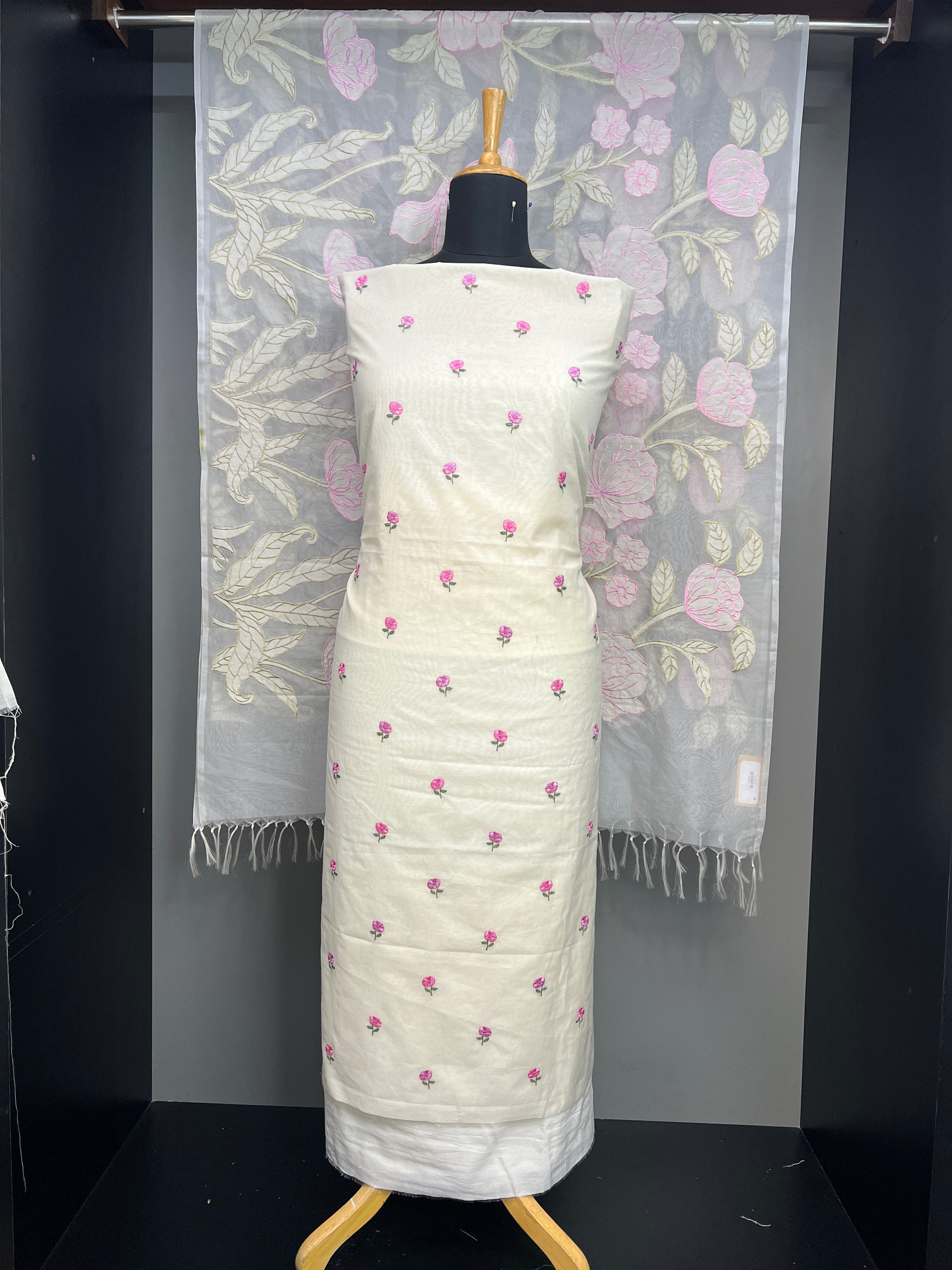 Machine Embroidery Detailed Chanderi Salwar Set | MM287