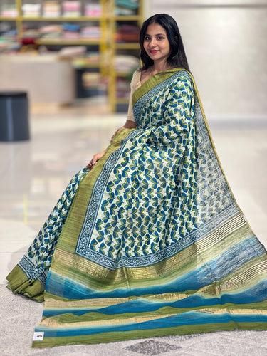 Screen Printed Geecha Tussar Saree | SIK124