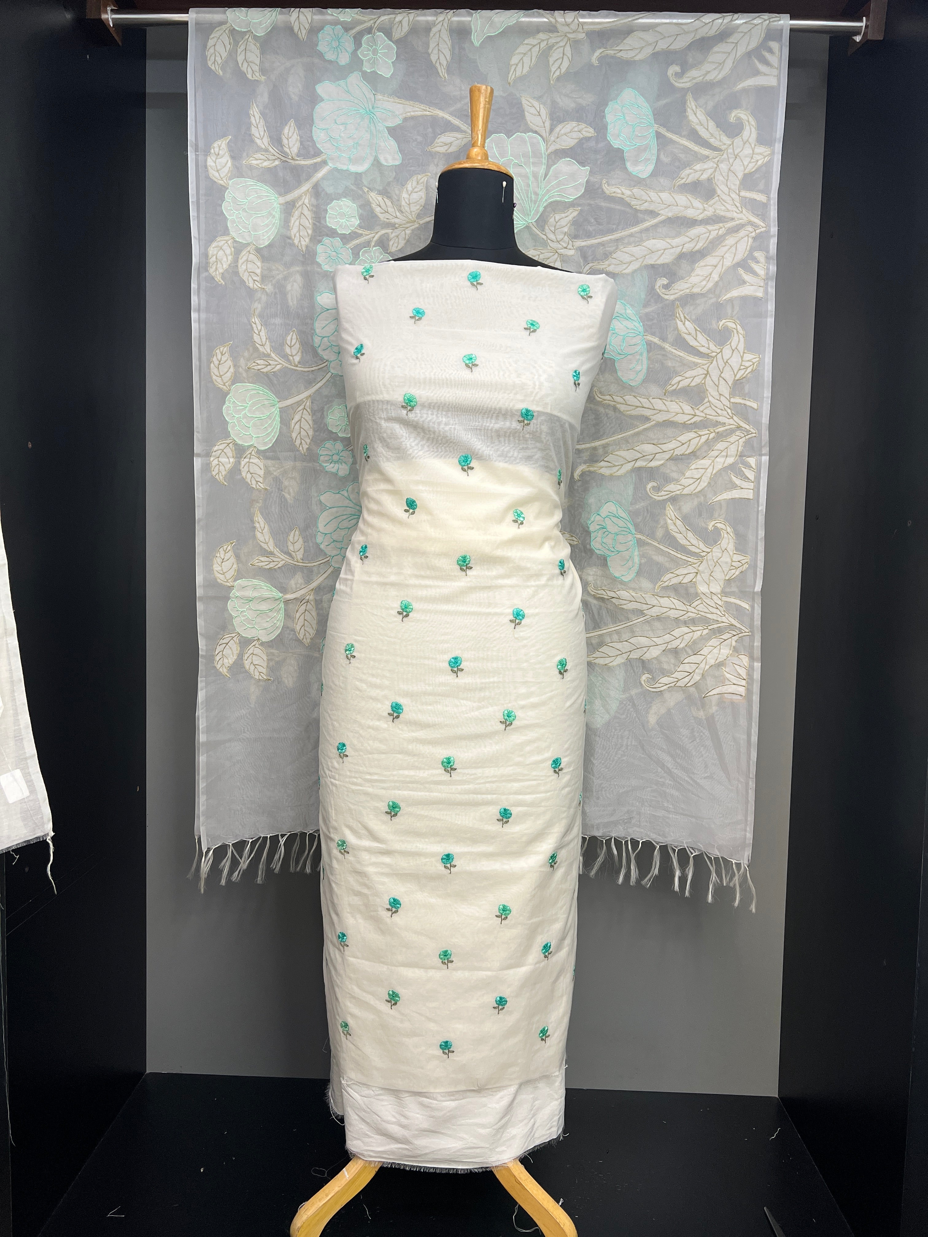 Machine Embroidery Detailed Chanderi Salwar Set | MM286