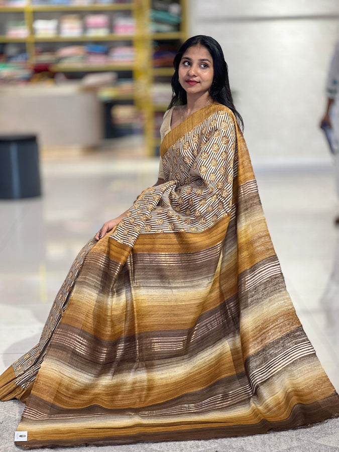 Printed Geecha Tussar Saree | SIK113