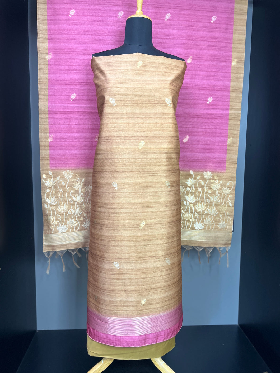 Silver & Golden Zari Detailed Semi silk Salwar Set | SP266