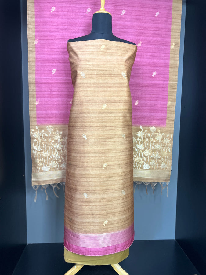 Silver & Golden Zari Detailed Semi silk Salwar Set | SP266