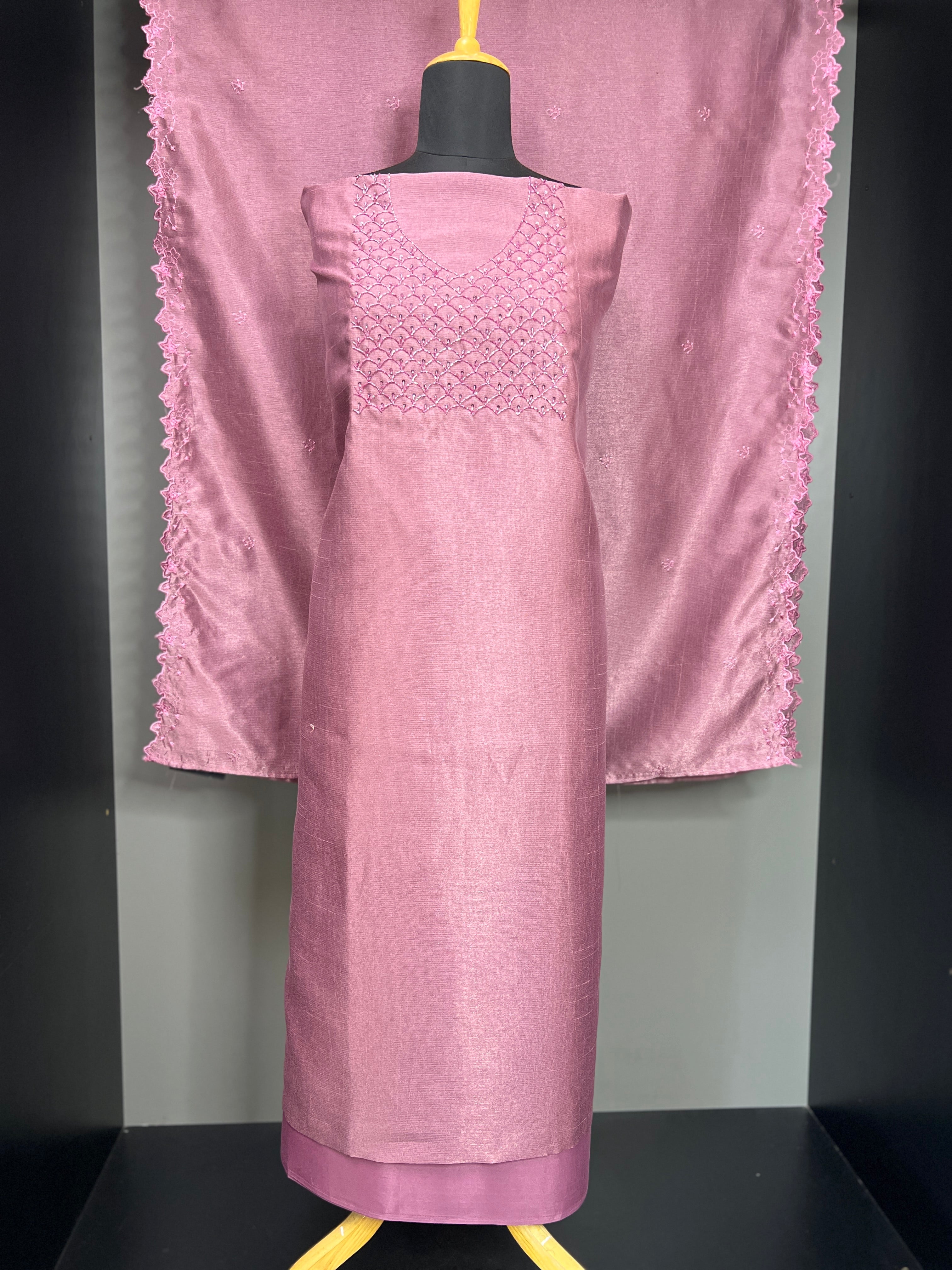Hand Embroidery Semi Tussar Salwar Set | SW1992