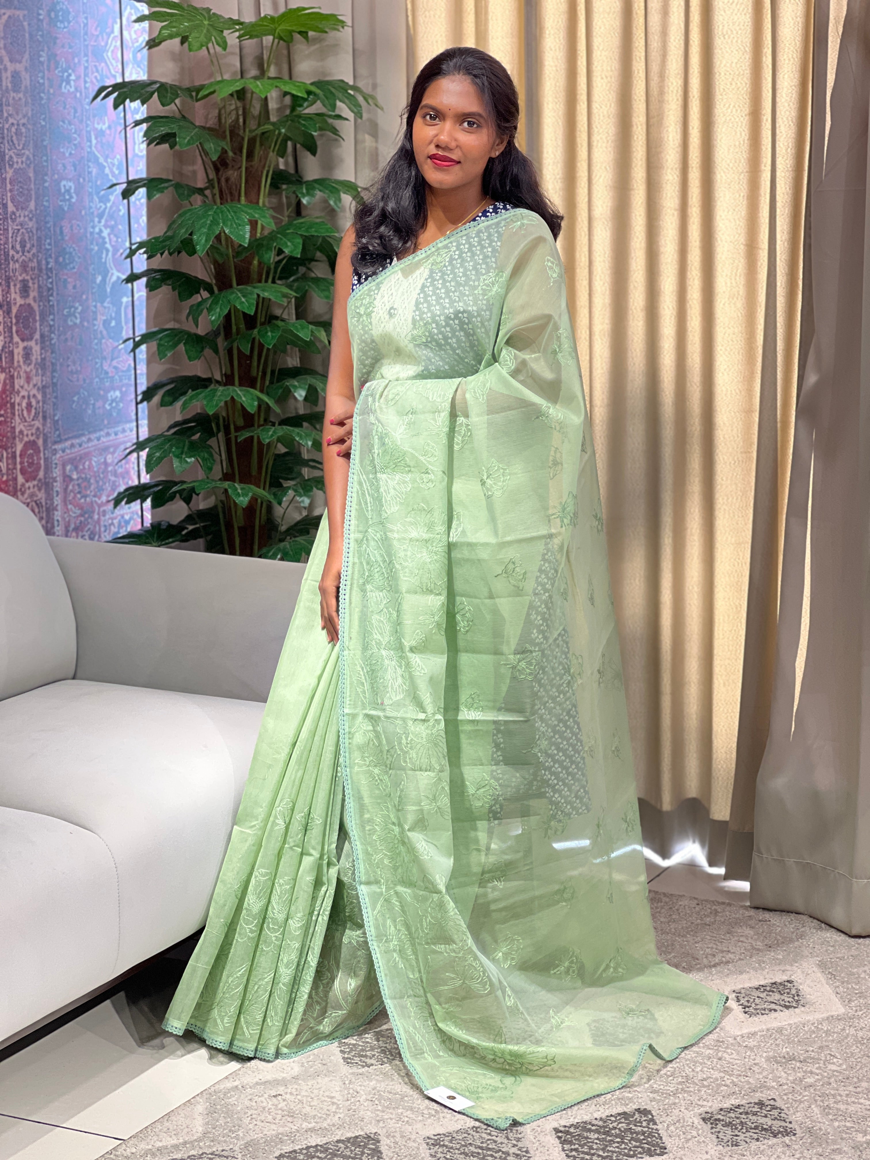 Floral Machine Embroidery Kota Saree | YNG861