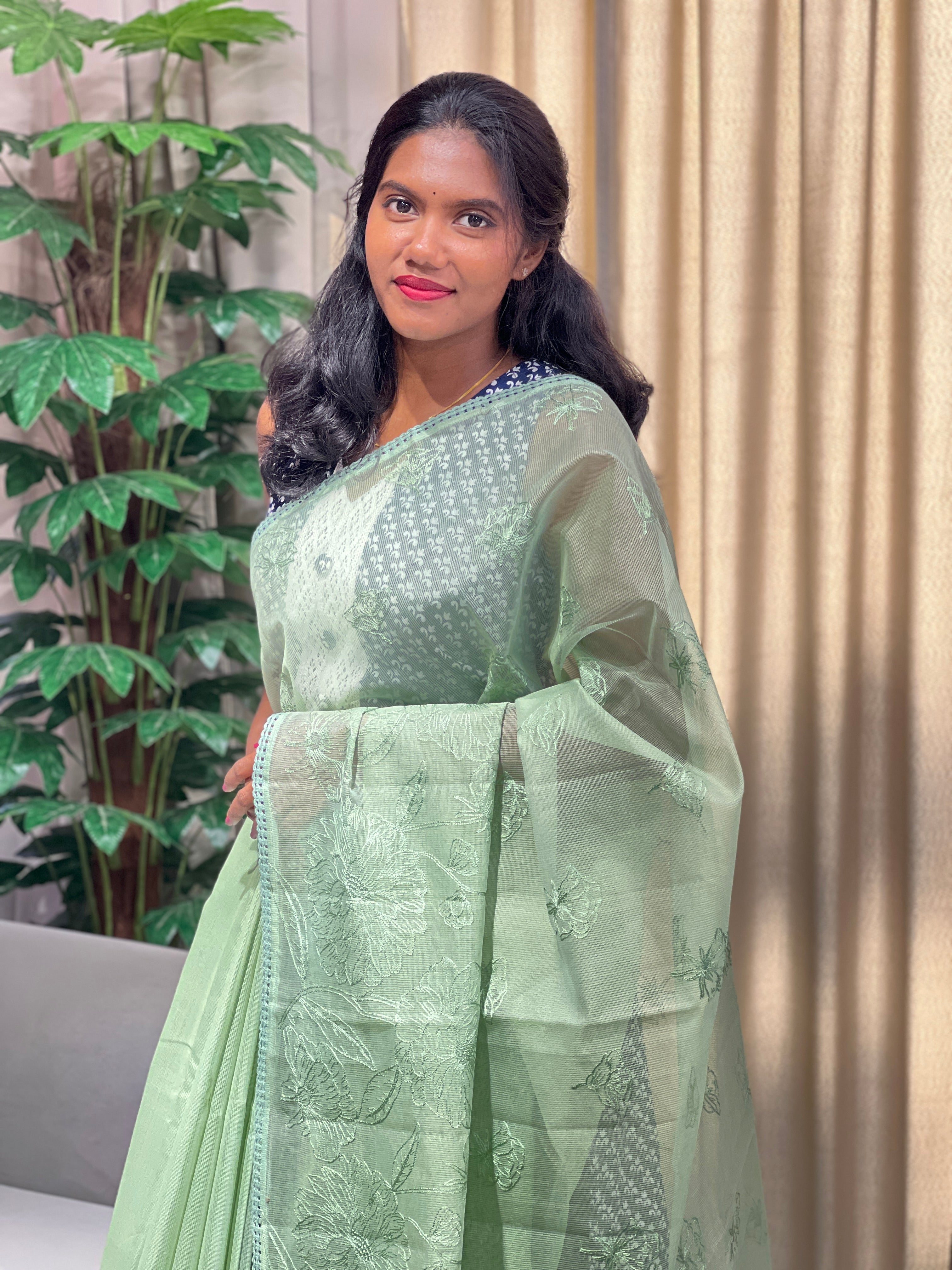 Floral Machine Embroidery Kota Saree | YNG861