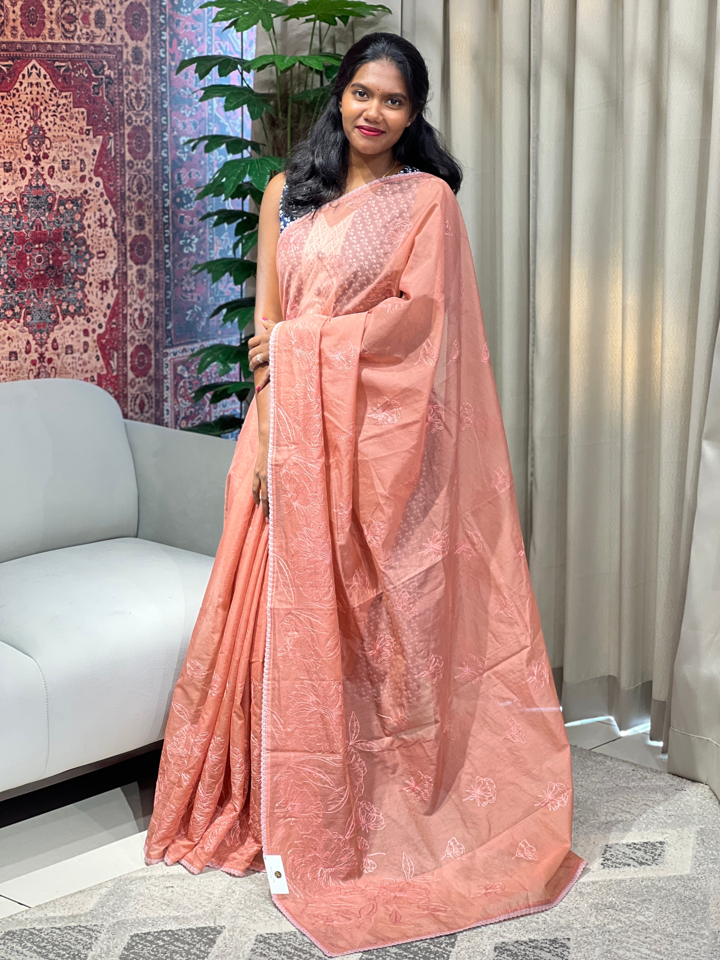 Floral Machine Embroidery Kota Saree | YNG858