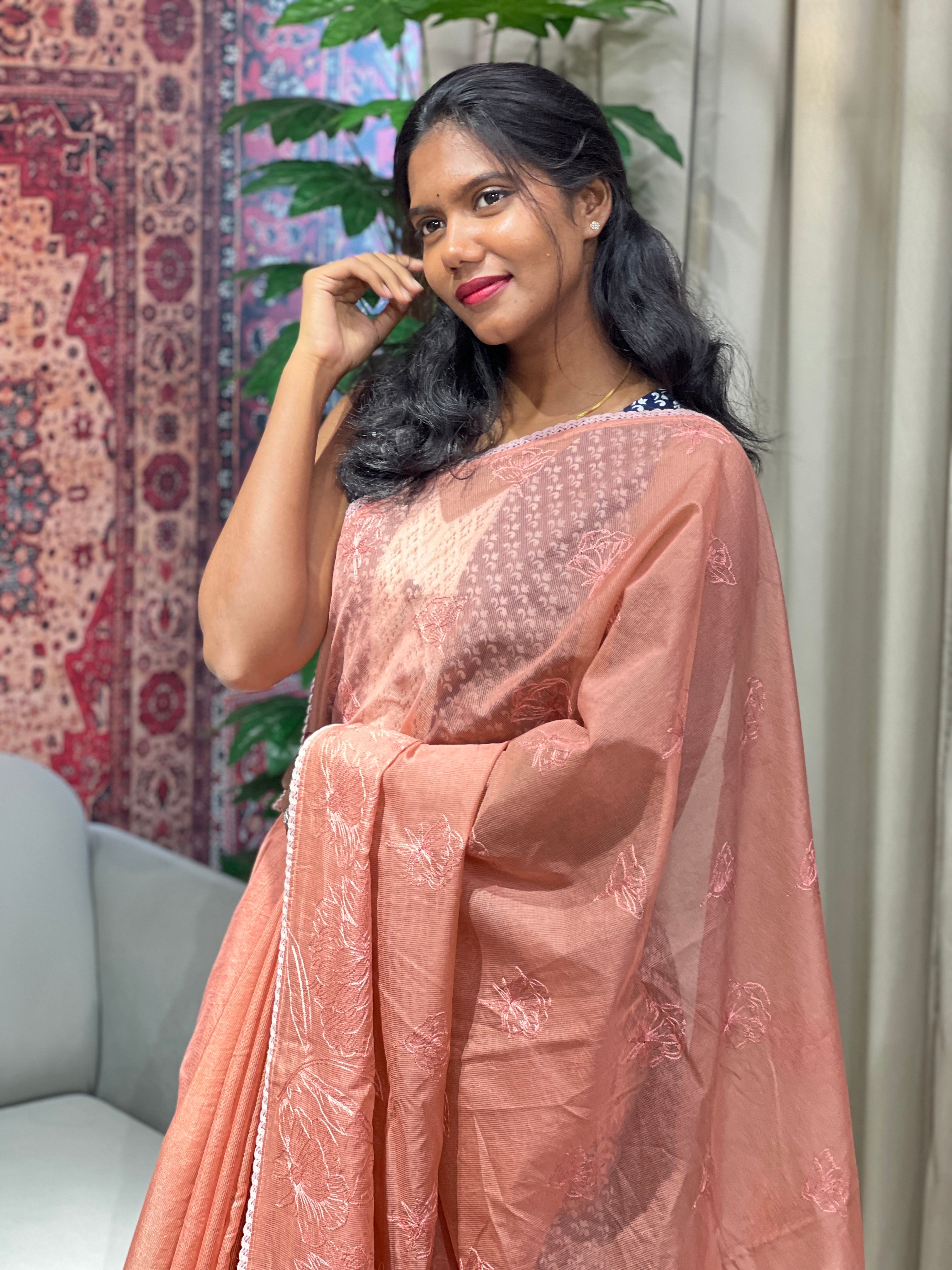 Floral Machine Embroidery Kota Saree | YNG858