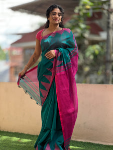 Temple Border Design Semi Silk Saree | RP387