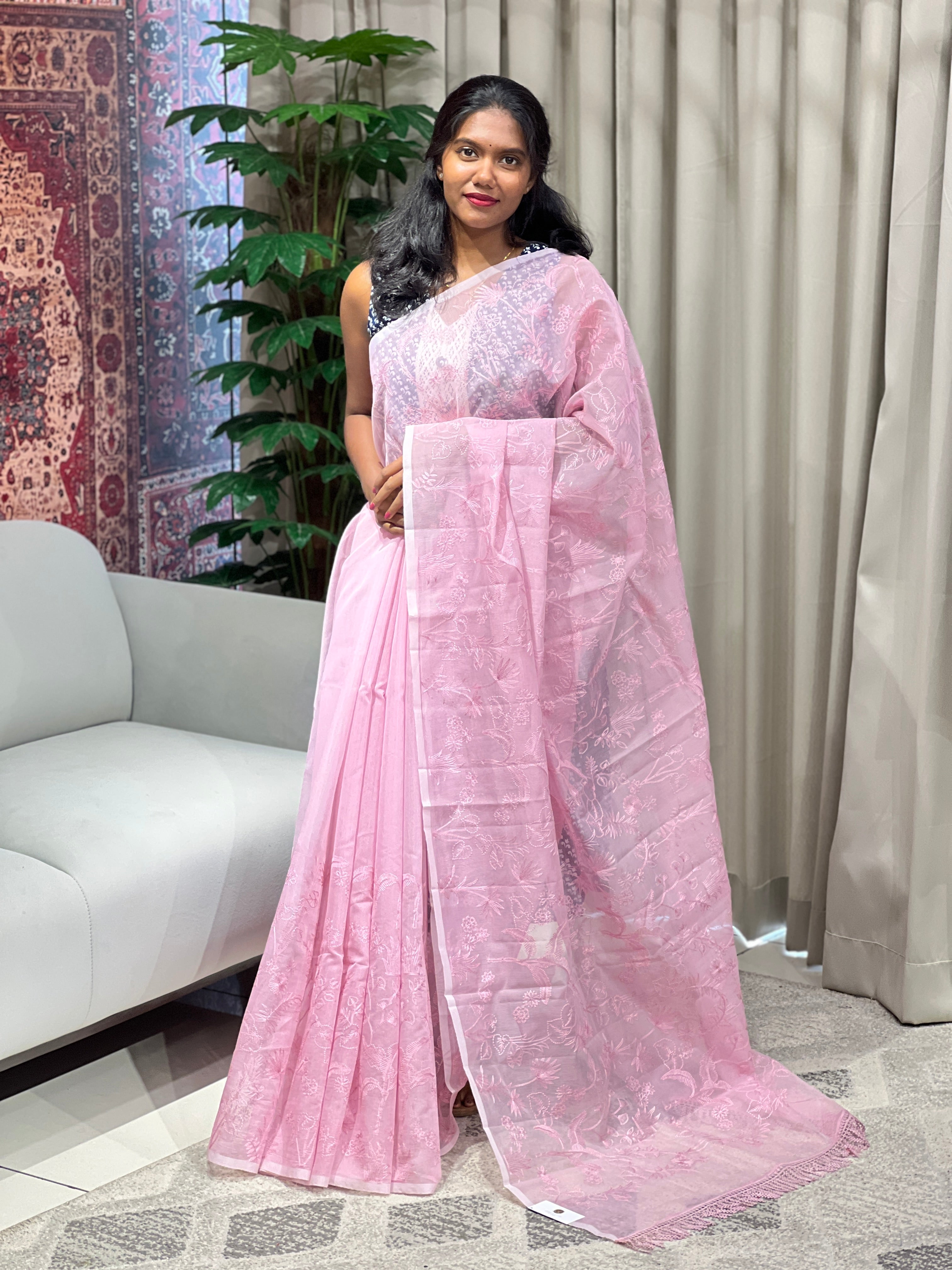 Jaal Patterned Supernet Kota Saree | YNG910