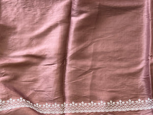 Point Embroidery Detailed Tussar Finish Saree | SUN346
