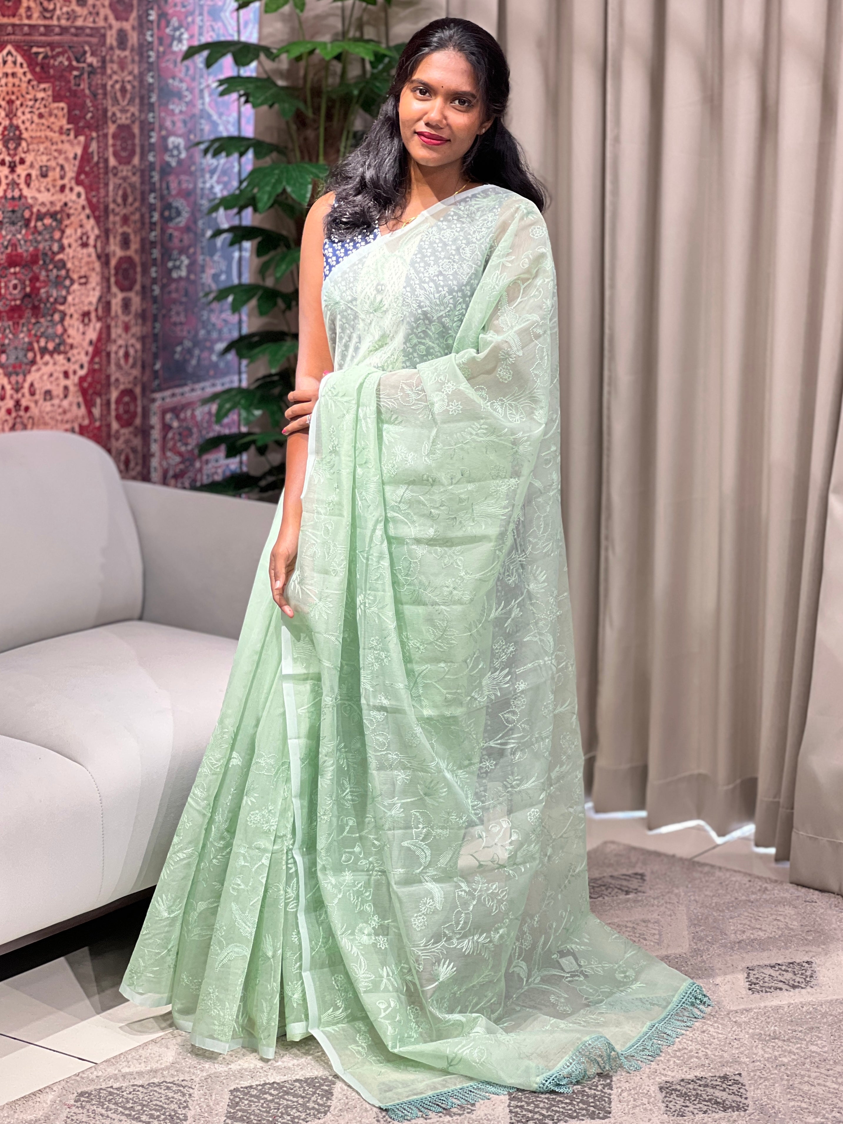 Jaal Patterned Supernet Kota Saree | YNG907