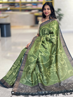 Batik Printed Tussar Saree | SIK139